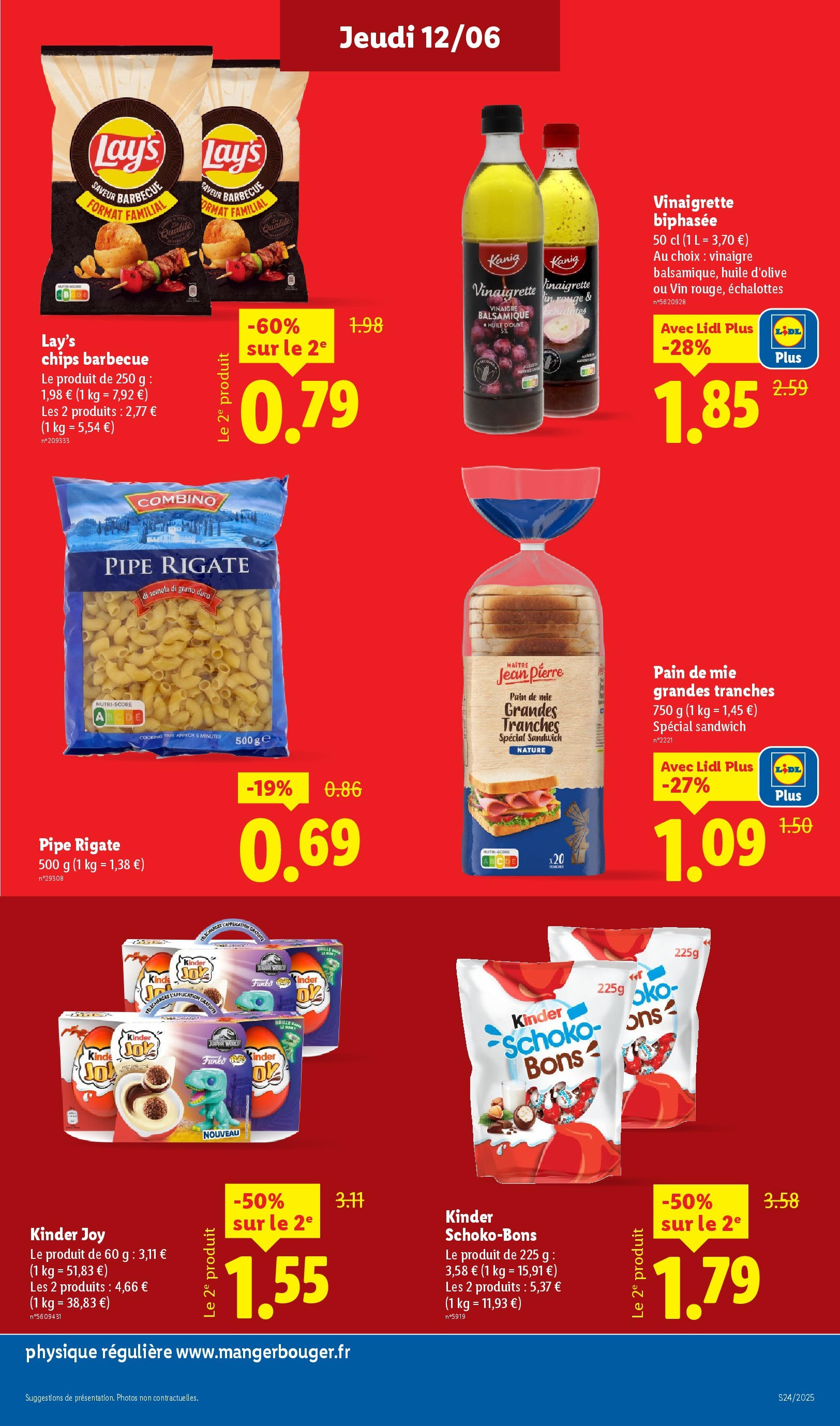 Catalogue LIDL du 12/06/2025 | Promo prospectus en ligne | Page: 13 | Produits: Pain de mie, Dressing, Kinder Joy, Chips Catalogue LIDL du 12/06/2025 | Promo prospectus en ligne | Page: 13 | Produits: Pain de mie, Dressing, Kinder Joy, Chips