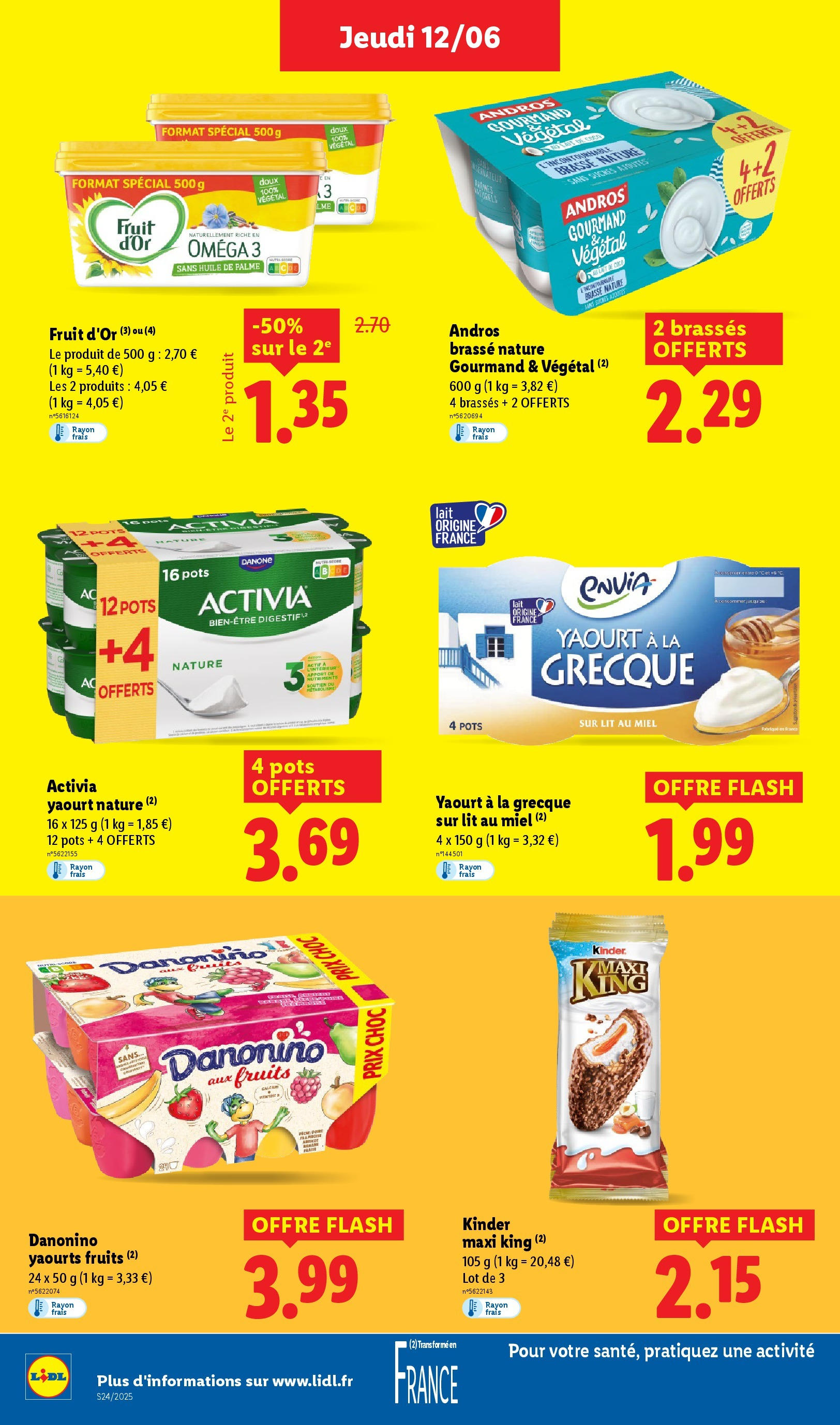 Catalogue LIDL du 12/06/2025 | Promo prospectus en ligne | Page: 18 | Produits: Kinder maxi, Lait, Yaourt, Huile Catalogue LIDL du 12/06/2025 | Promo prospectus en ligne | Page: 18 | Produits: Kinder maxi, Lait, Yaourt, Huile