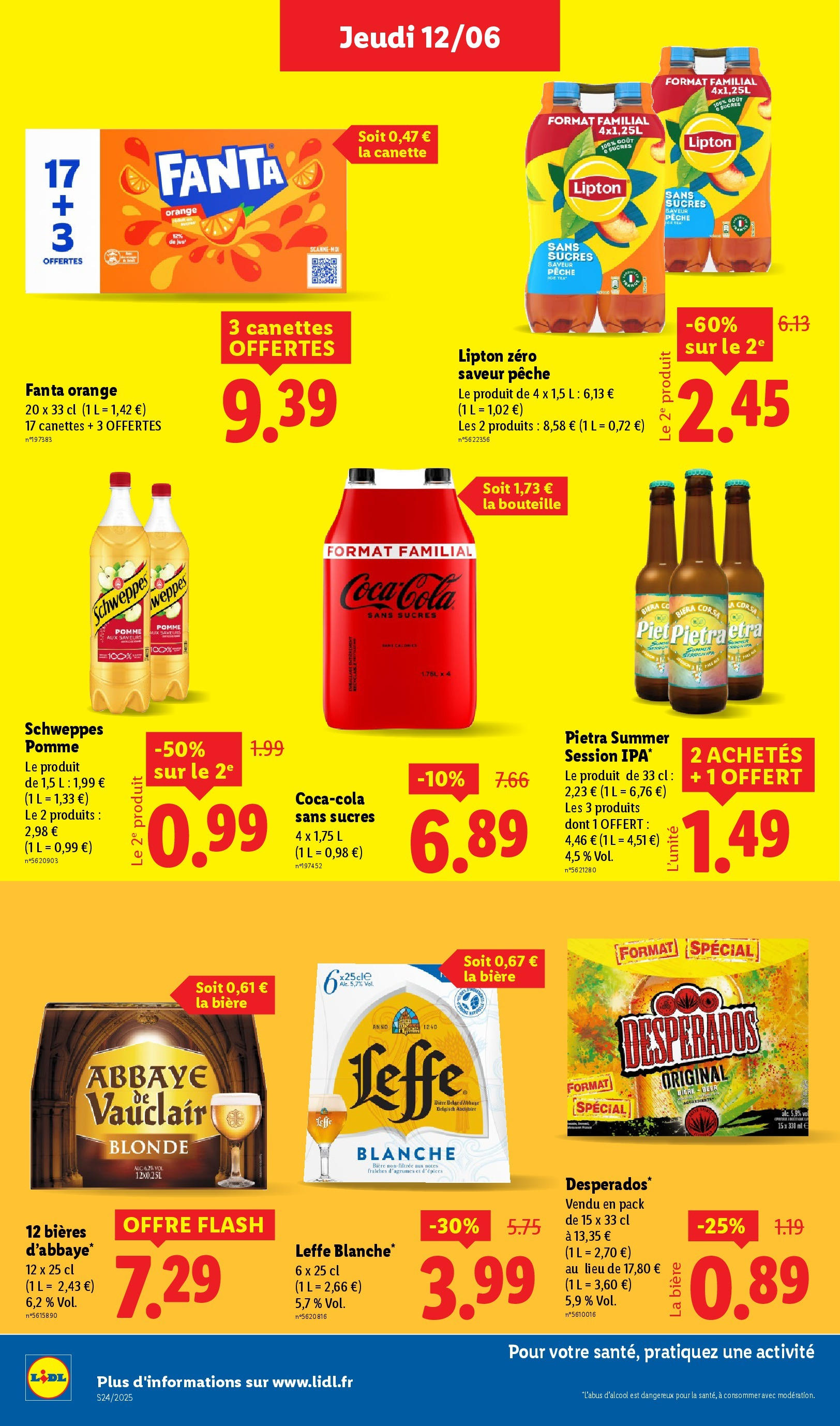 Catalogue LIDL du 12/06/2025 | Promo prospectus en ligne | Page: 24 | Produits: Desperados, Orange, Pêche, Bière Catalogue LIDL du 12/06/2025 | Promo prospectus en ligne | Page: 24 | Produits: Desperados, Orange, Pêche, Bière
