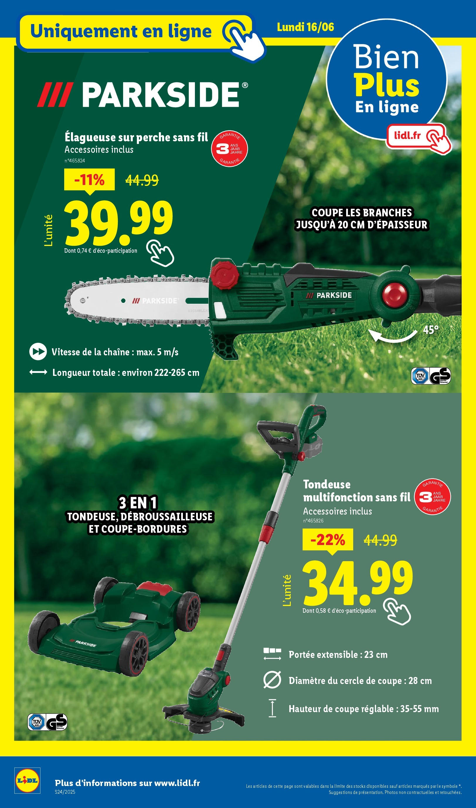 Catalogue LIDL du 12/06/2025 | Promo prospectus en ligne | Page: 66 | Produits: Débroussailleuse, Tondeuse Catalogue LIDL du 12/06/2025 | Promo prospectus en ligne | Page: 66 | Produits: Débroussailleuse, Tondeuse