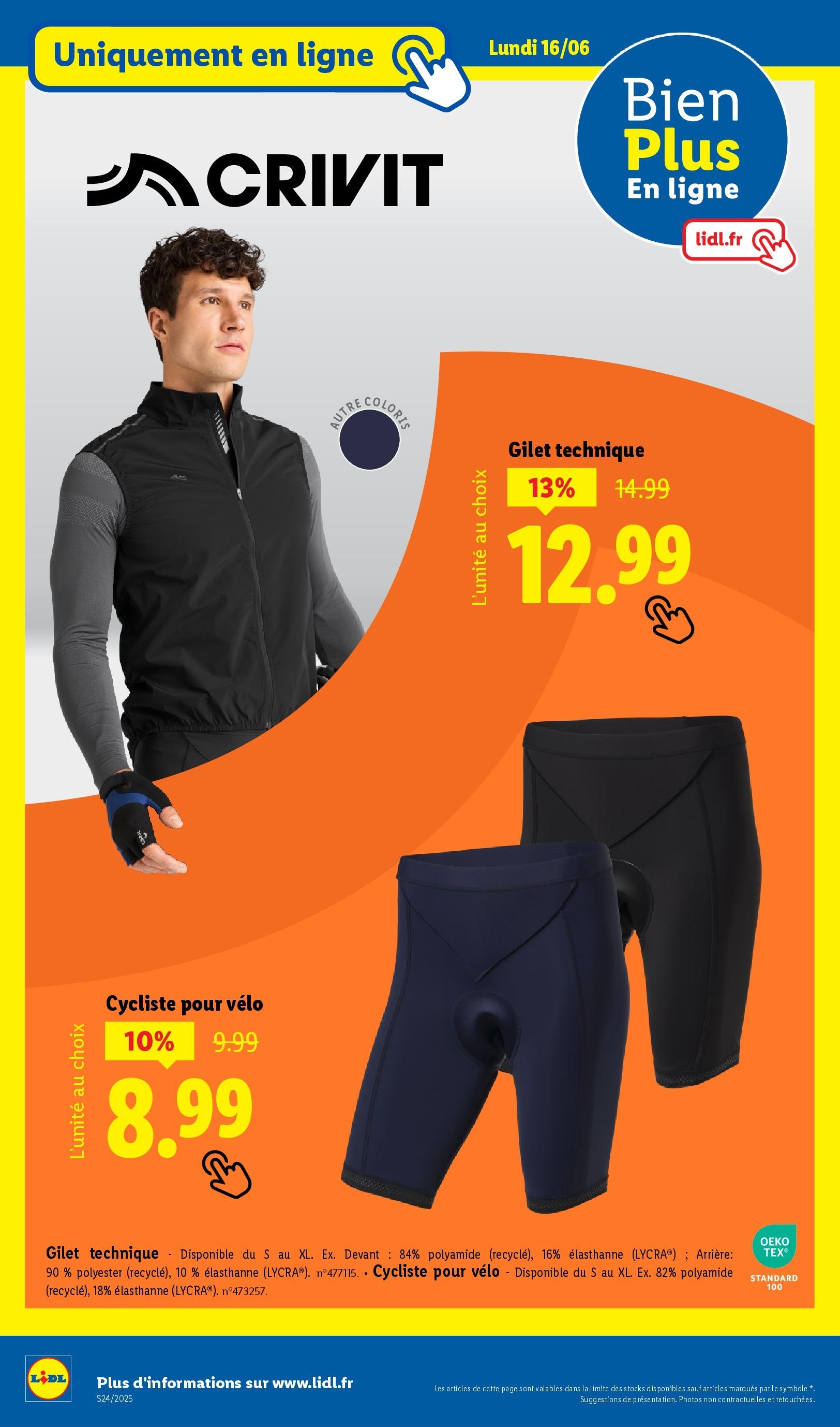 Catalogue LIDL du 12/06/2025 | Promo prospectus en ligne | Page: 70 | Produits: Vélo, Gilet, Shorts Catalogue LIDL du 12/06/2025 | Promo prospectus en ligne | Page: 70 | Produits: Vélo, Gilet, Shorts