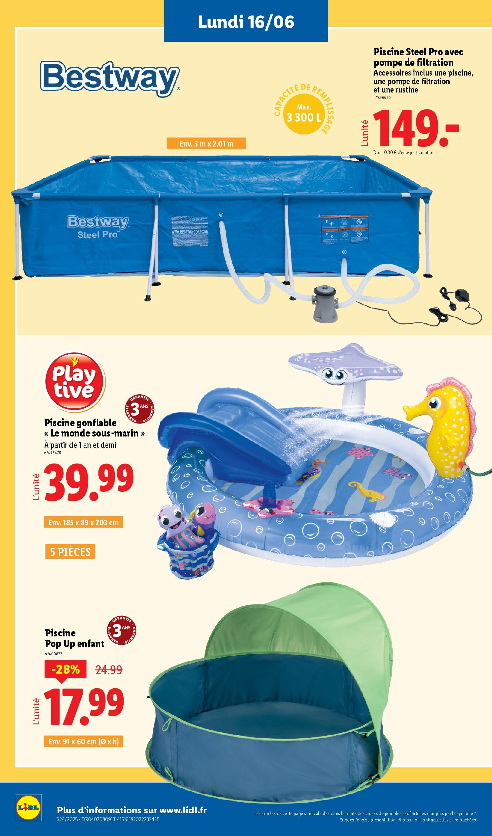 Catalogue LIDL du 12/06/2025 | Promo prospectus en ligne | Page: 50 | Produits: Piscine gonflable Catalogue LIDL du 12/06/2025 | Promo prospectus en ligne | Page: 50 | Produits: Piscine gonflable