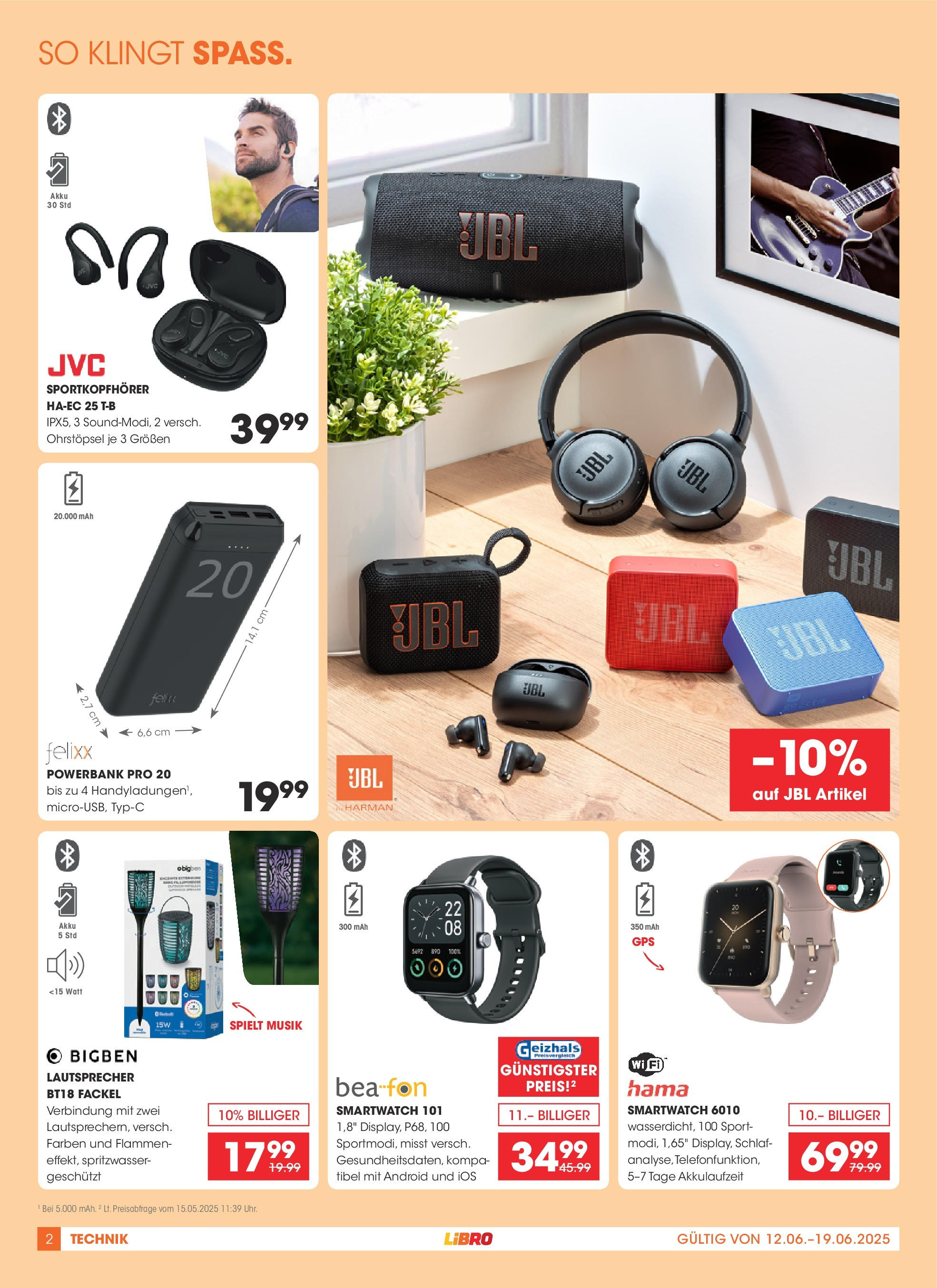 Libro Flugblatt von 12.06.2025 - Aktuelle Angebote | Seite: 2 | Produkte: Lautsprecher, Smartwatch