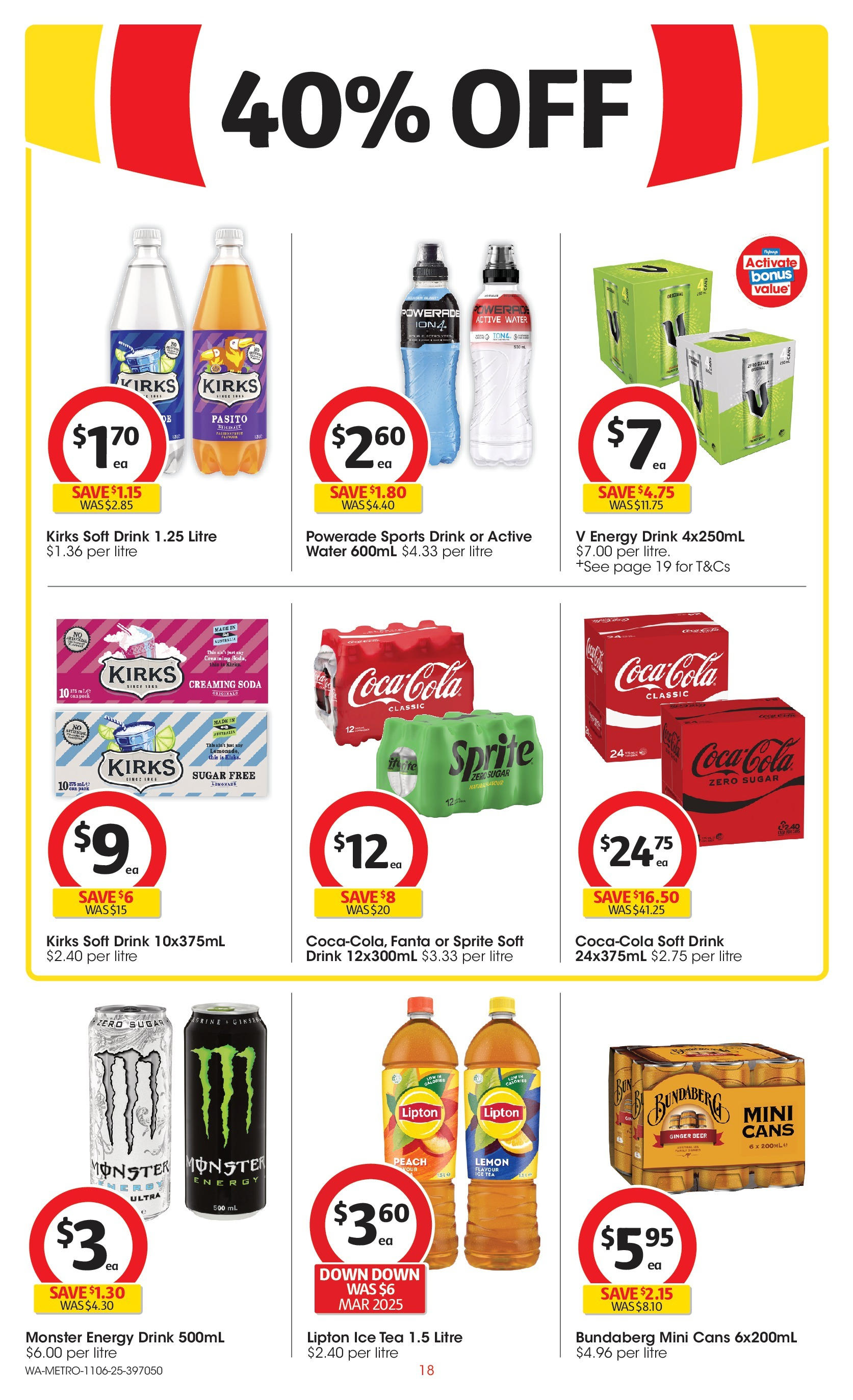 ﻿﻿Coles catalogue valid from 11/06/2025 > Online Australia | Page: 18 | Products: Energy drink, Ginger, Lemon, Peach