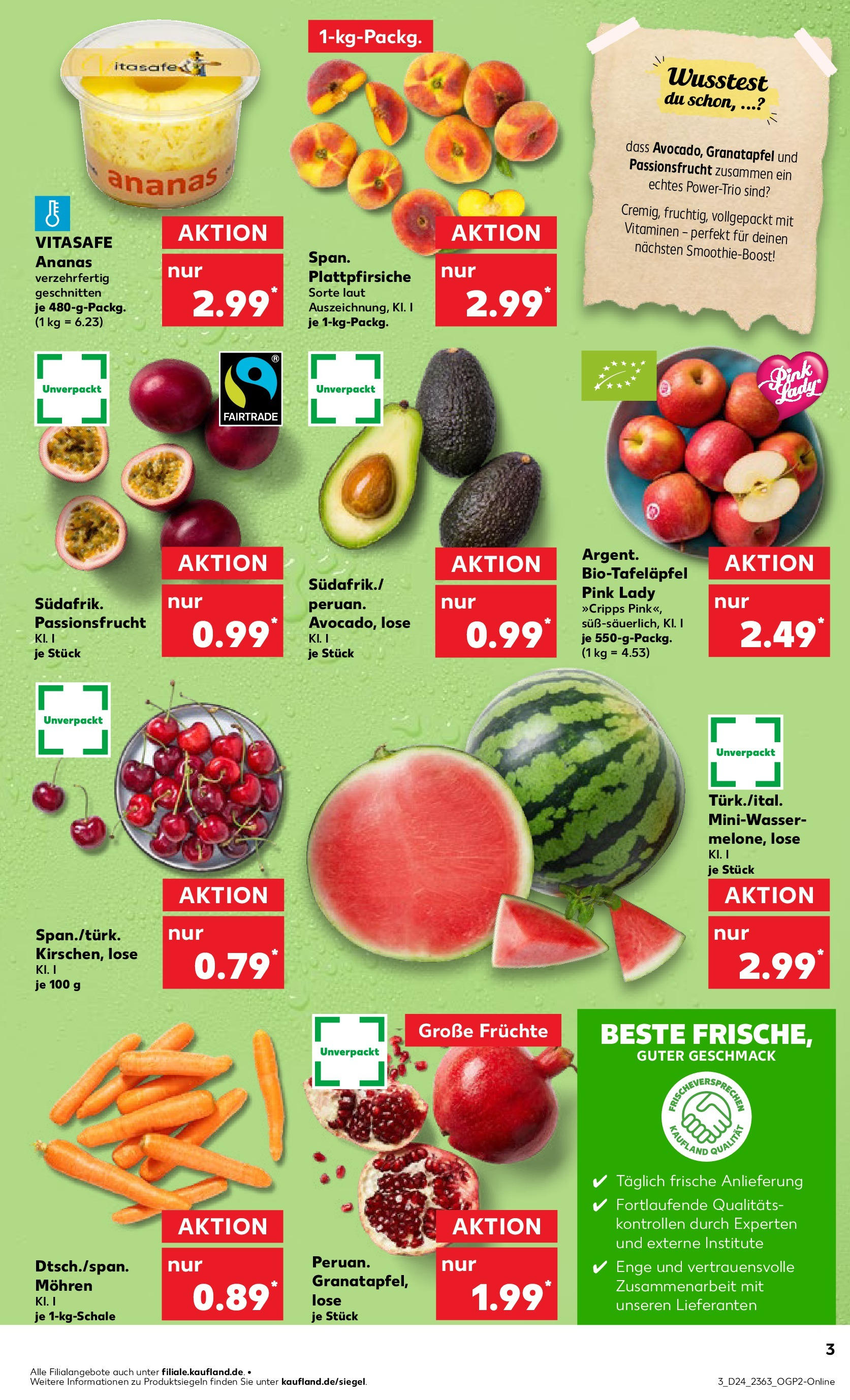 Prospekt Kaufland ab 11.06.2025 » Angebote Online zum Blättern | Seite: 3 | Produkte: Granatapfel, Ananas, Mohren, Avocado