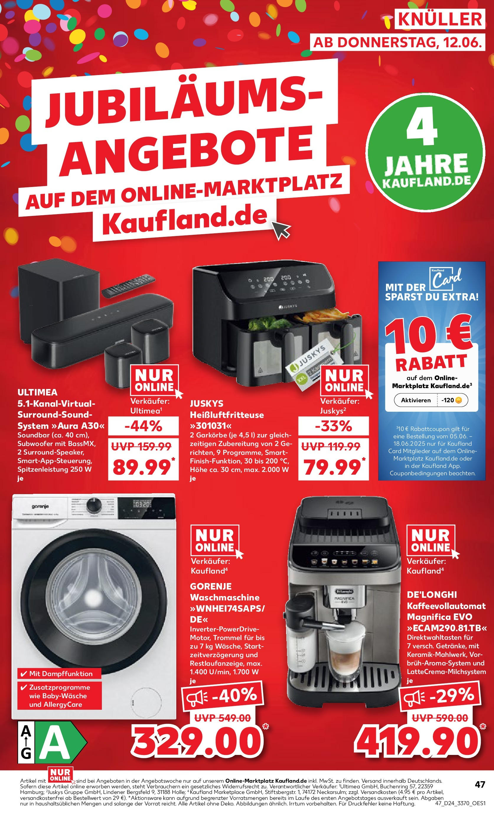 Prospekt Kaufland ab 11.06.2025 » Angebote Online zum Blättern | Seite: 47 | Produkte: Gorenje, Waschmaschine, Soundbar, Kaffeevollautomat