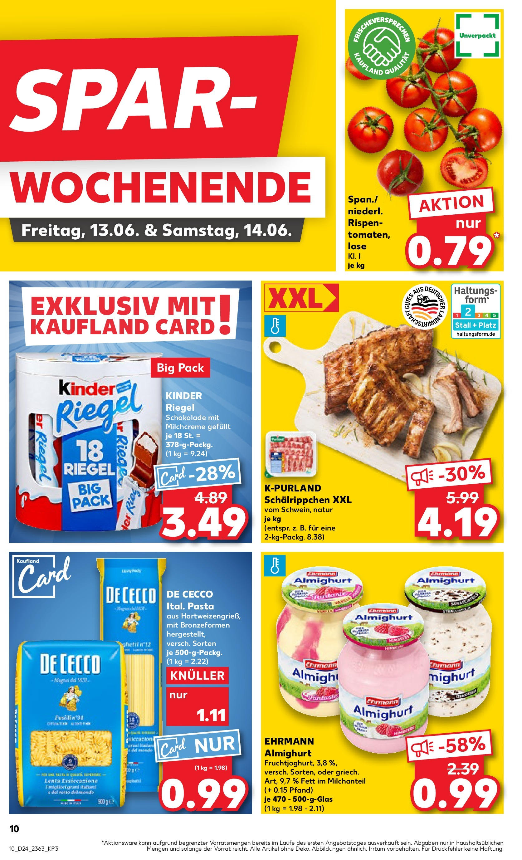 Prospekt Kaufland ab 11.06.2025 » Angebote Online zum Blättern | Seite: 10 | Produkte: Ehrmann almighurt, Schokolade, Kinder riegel, Pasta