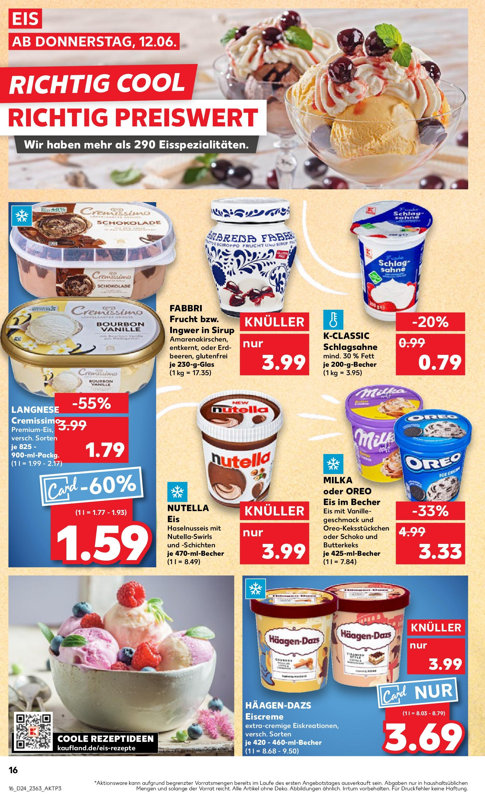 Prospekt Kaufland ab 11.06.2025 » Angebote Online zum Blättern | Seite: 16 | Produkte: Cremissimo, Milka, Sahne, Eis