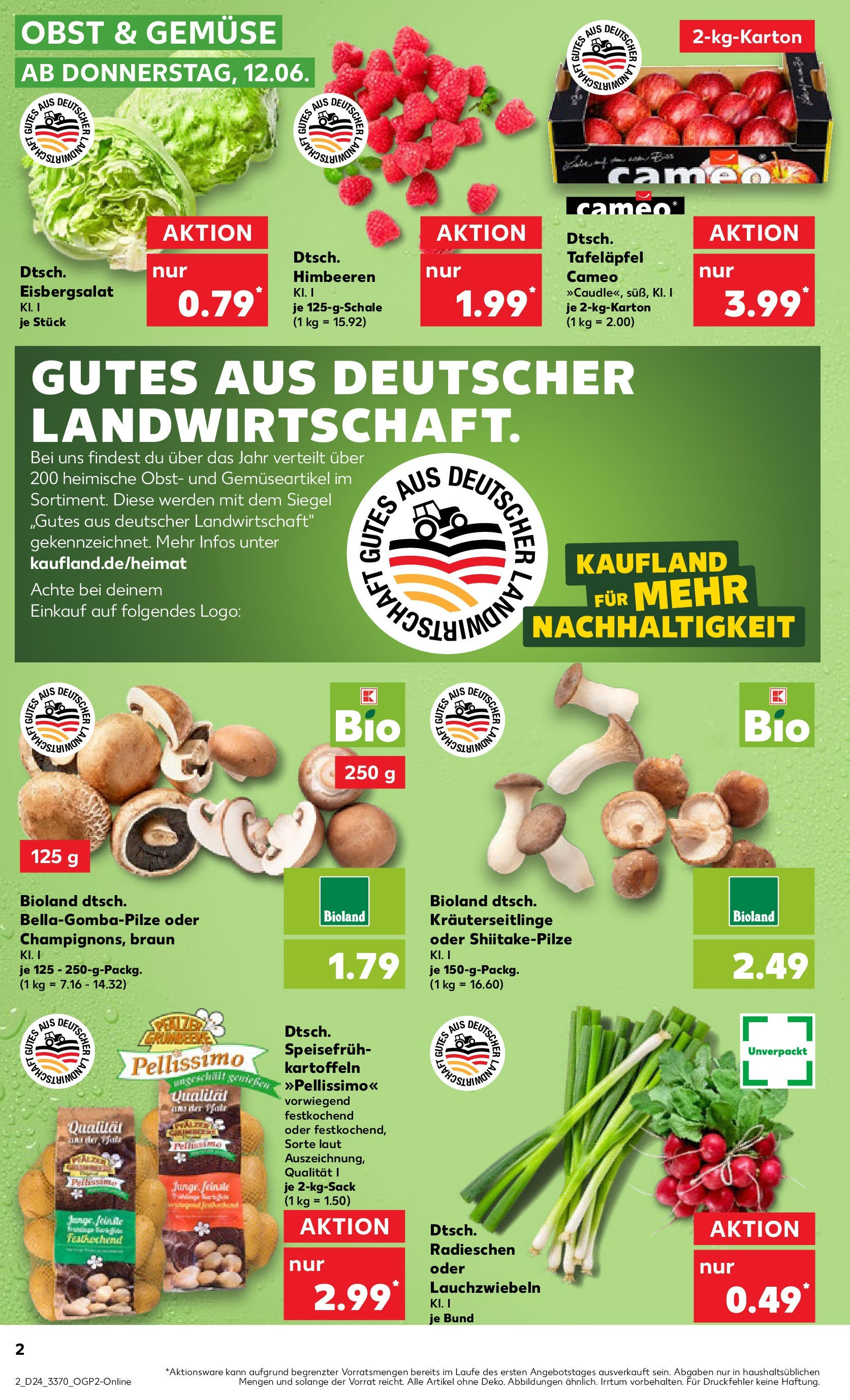 Prospekt Kaufland ab 11.06.2025 » Angebote Online zum Blättern | Seite: 2 | Produkte: Himbeeren, Kartoffeln, Gemüse, Obst