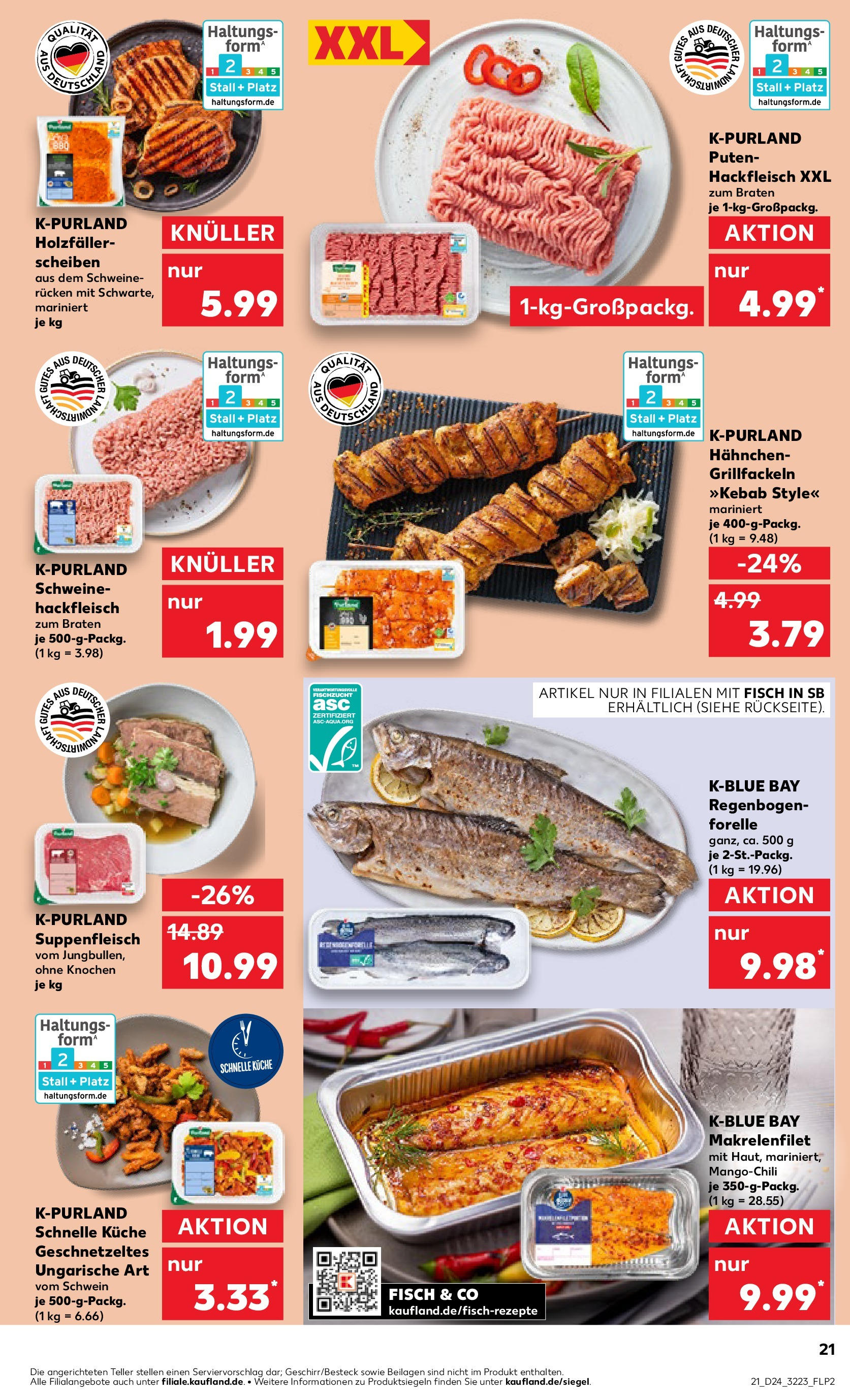 Prospekt Kaufland ab 11.06.2025 » Angebote Online zum Blättern | Seite: 21 | Produkte: Hahnchen, Fisch, Suppenfleisch, Hackfleisch