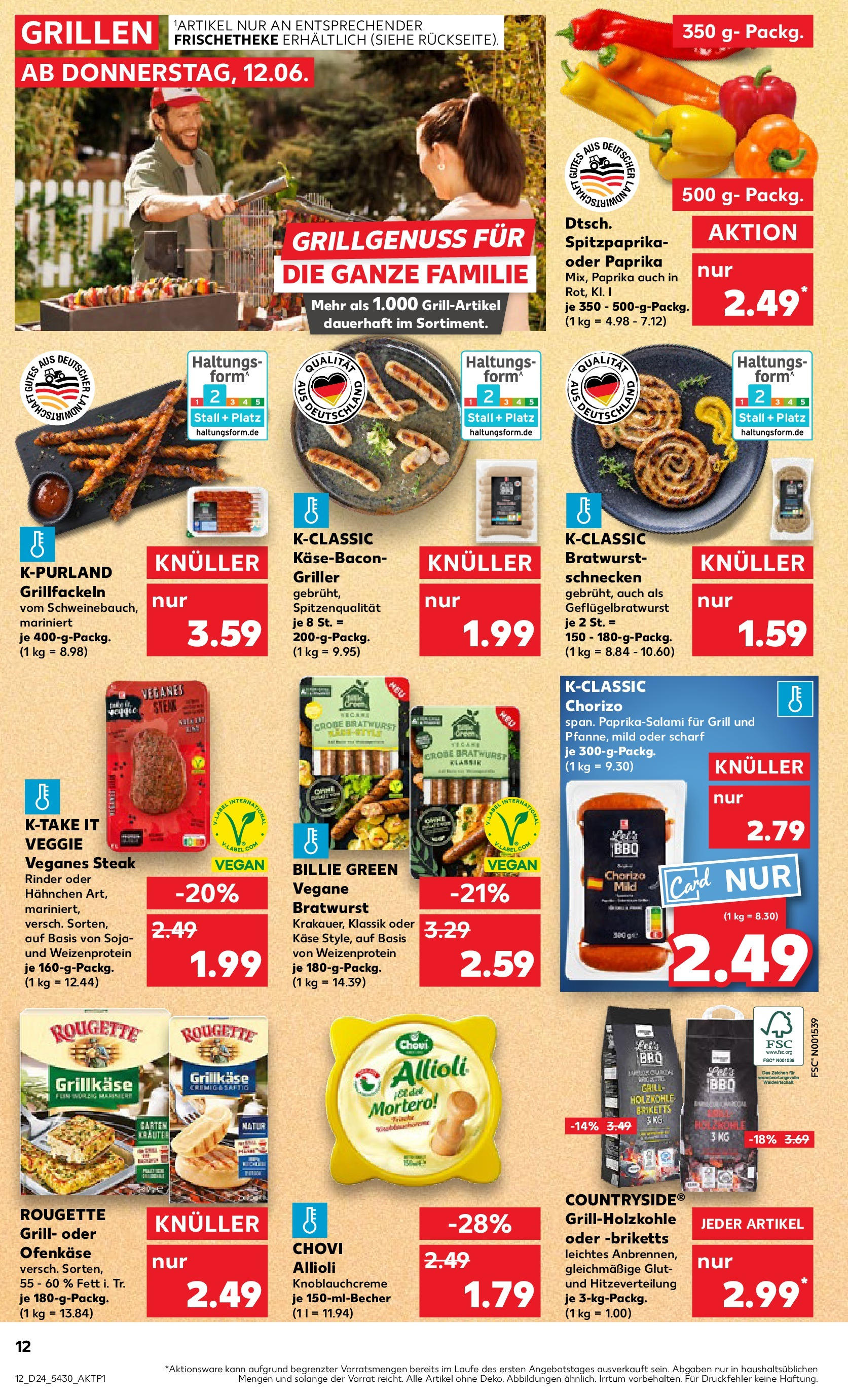 Prospekt Kaufland ab 11.06.2025 » Angebote Online zum Blättern | Seite: 12 | Produkte: Hahnchen, Käse, Paprika, Griller