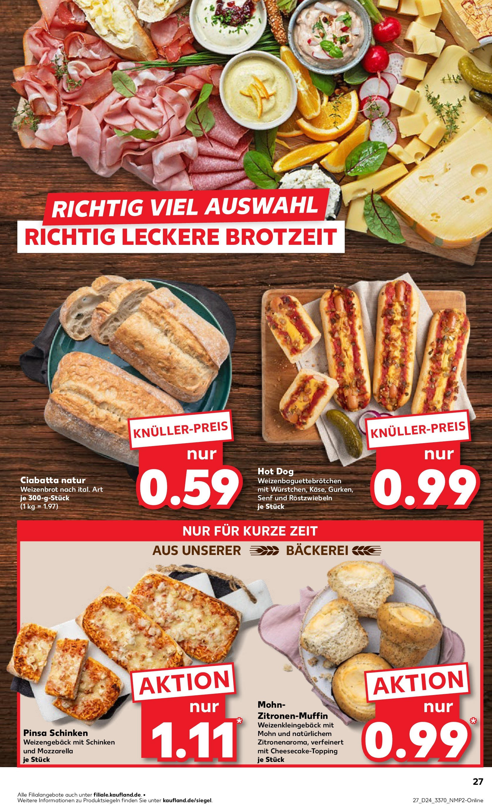 Prospekt Kaufland ab 11.06.2025 » Angebote Online zum Blättern | Seite: 27 | Produkte: Bäckerei, Mozzarella, Schinken