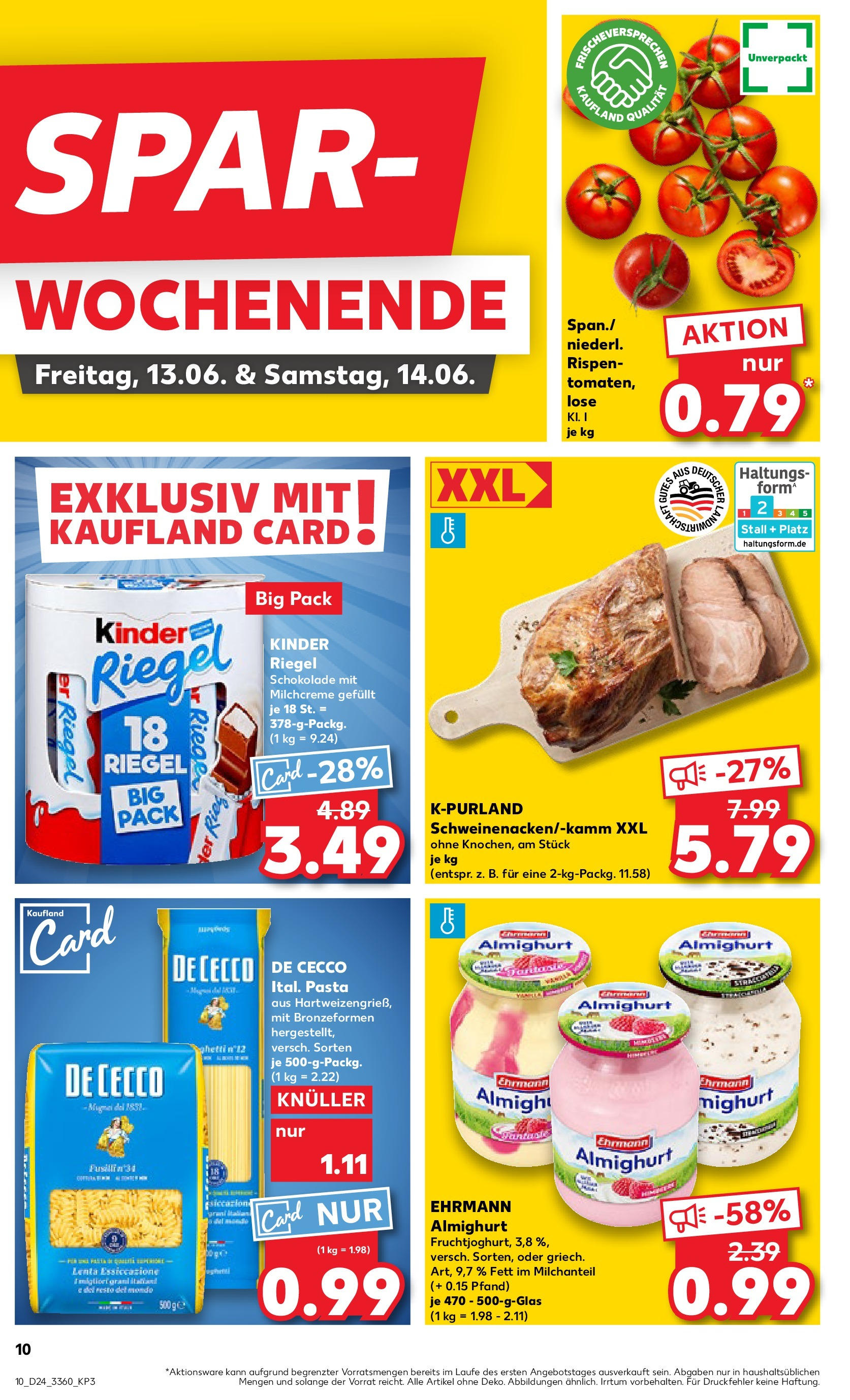 Prospekt Kaufland ab 12.06.2025 » Angebote Online zum Blättern | Seite: 10 | Produkte: Kinder schokolade, Ehrmann almighurt, Kinder riegel, Pasta