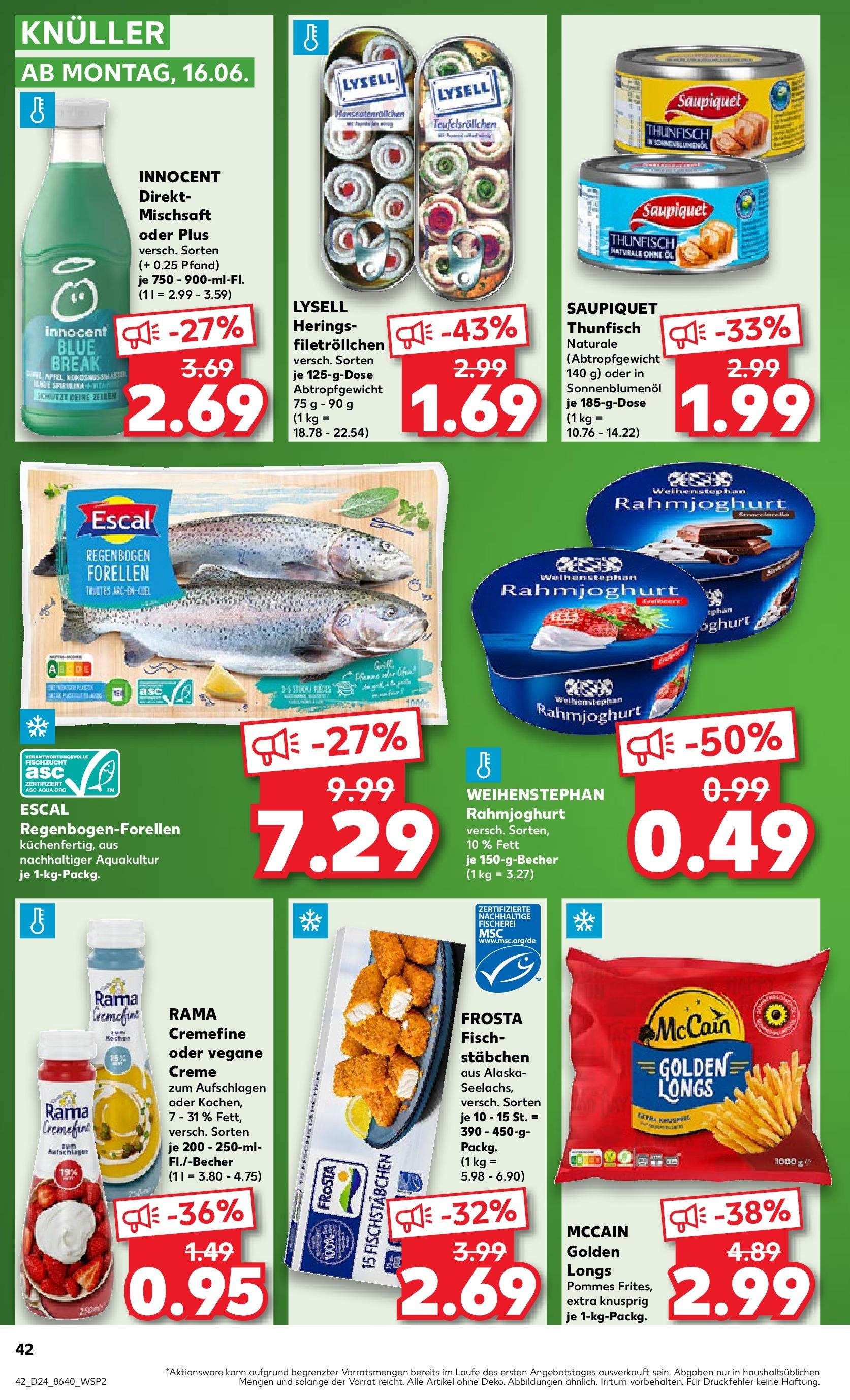 Prospekt Kaufland ab 11.06.2025 » Angebote Online zum Blättern | Seite: 42 | Produkte: Grill, Rama, Pommes, Fisch