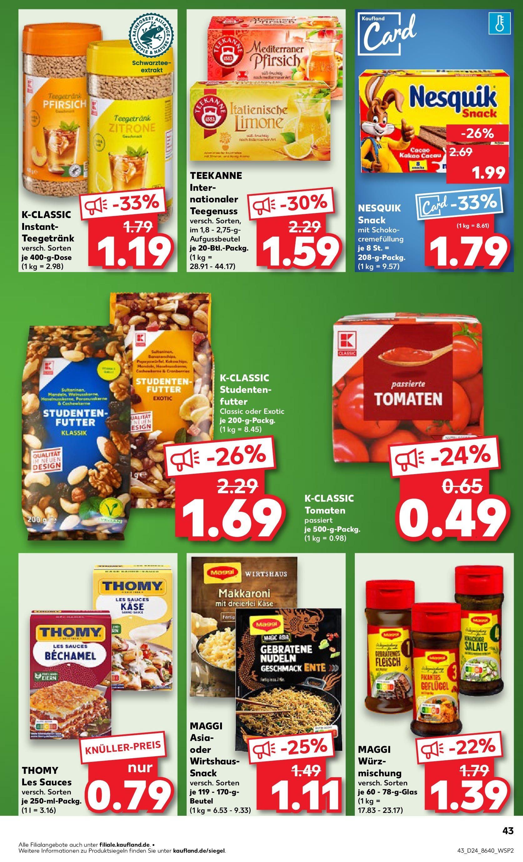 Prospekt Kaufland ab 11.06.2025 » Angebote Online zum Blättern | Seite: 43 | Produkte: Maggi, Käse, Nudeln, Fleisch