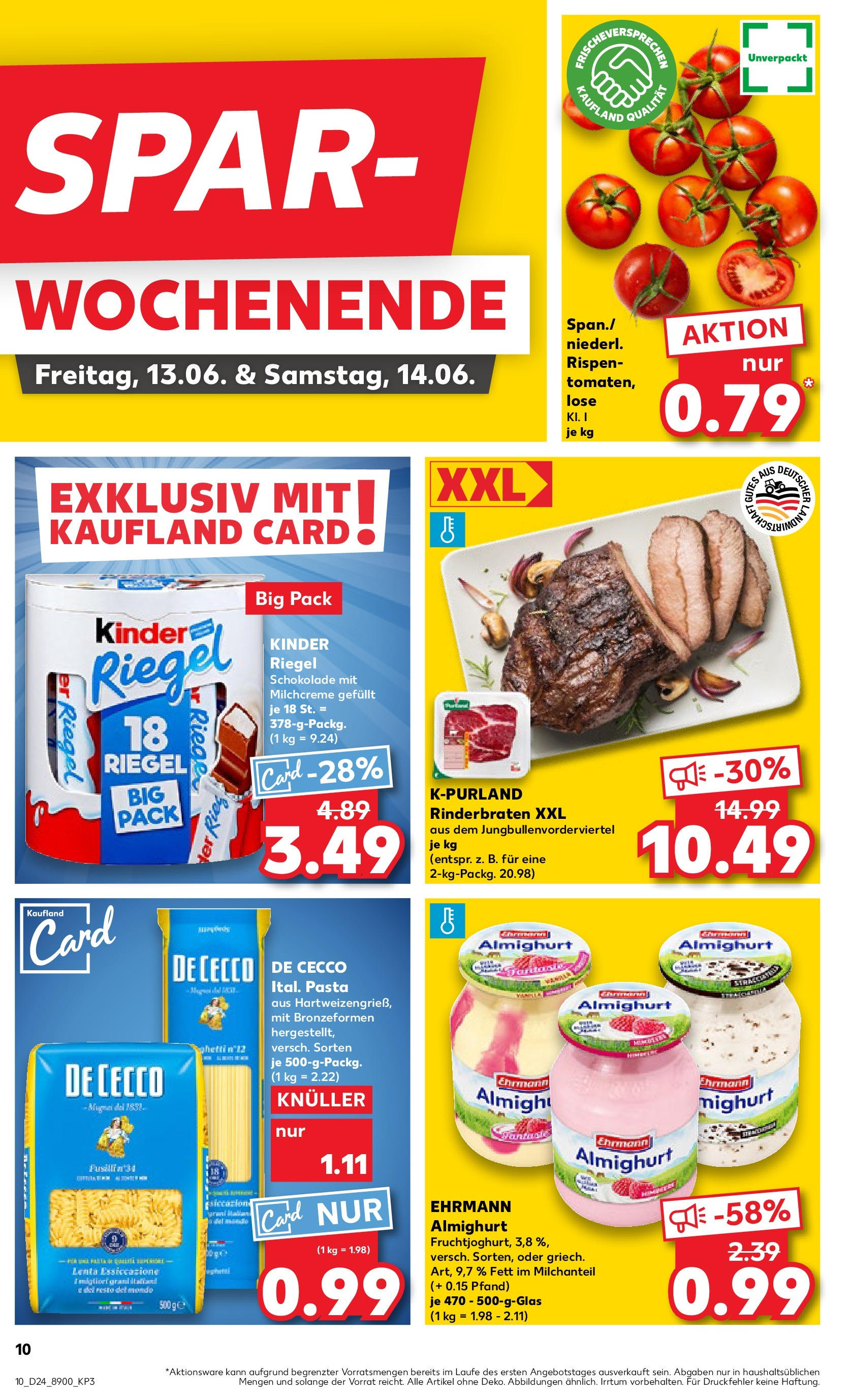 Prospekt Kaufland ab 11.06.2025 » Angebote Online zum Blättern | Seite: 10 | Produkte: Rinderbraten, Kinder schokolade, Ehrmann almighurt, Schokolade