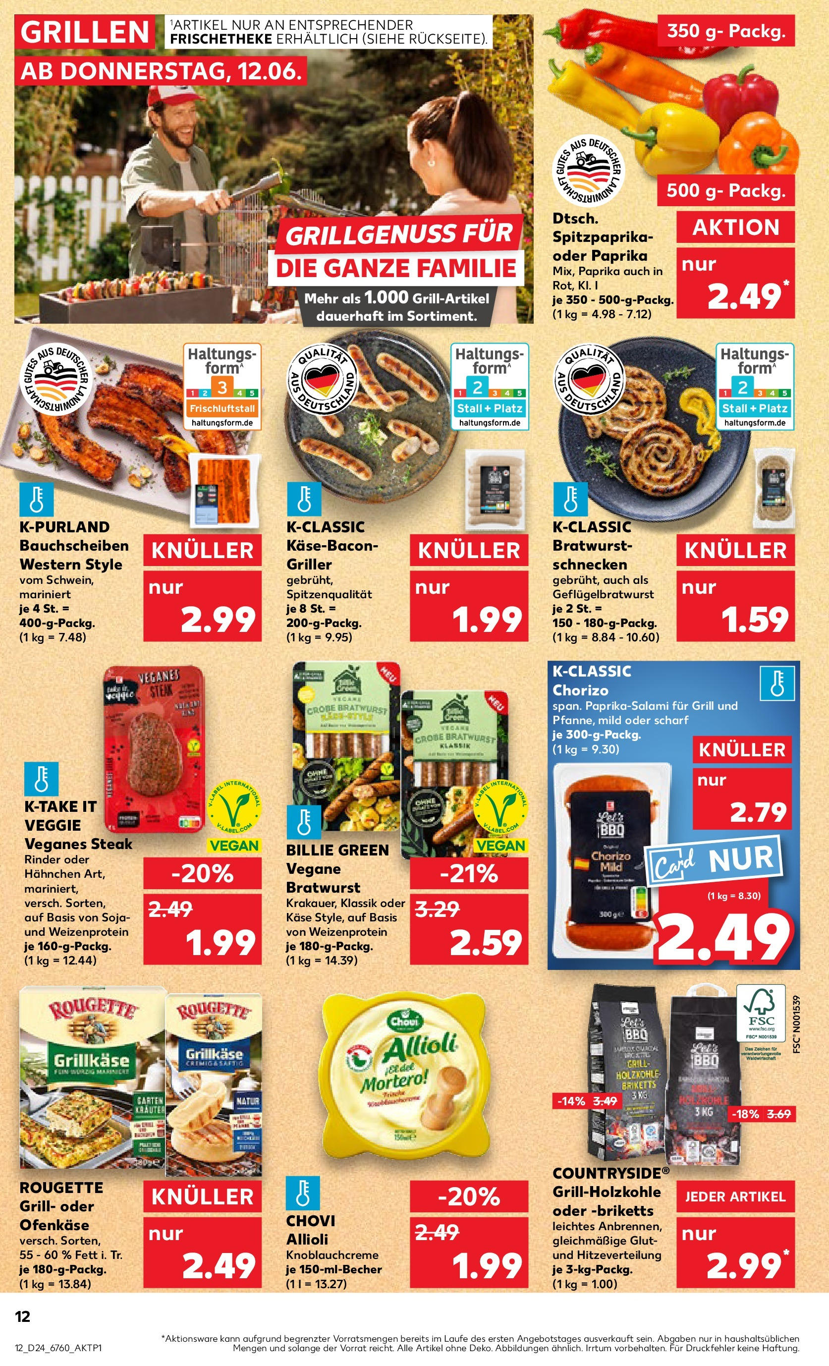 Prospekt Kaufland ab 11.06.2025 » Angebote Online zum Blättern | Seite: 12 | Produkte: Hahnchen, Käse, Bratwurst, Griller