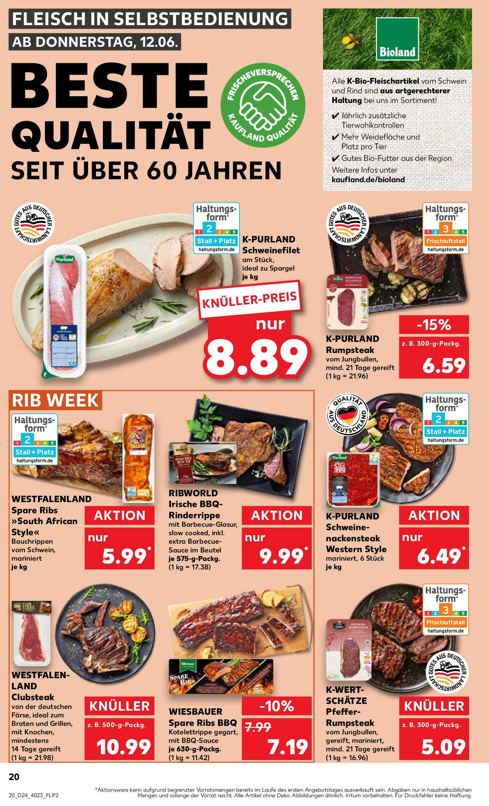 Prospekt Kaufland ab 12.06.2025 » Angebote Online zum Blättern | Seite: 20 | Produkte: Spargel, Schweinefilet, Pfeffer, Fleisch