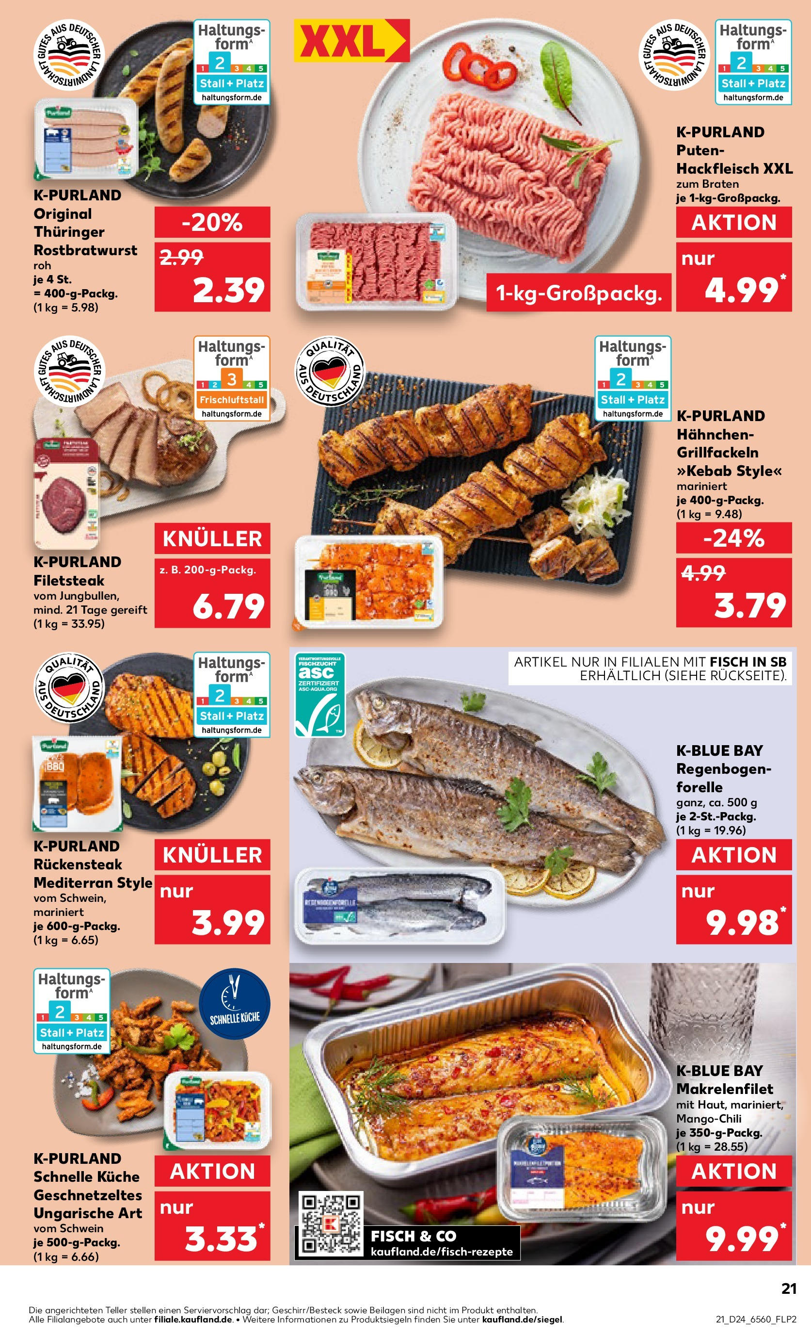 Prospekt Kaufland ab 11.06.2025 » Angebote Online zum Blättern | Seite: 21 | Produkte: Küche, Fisch, Steak, Hackfleisch