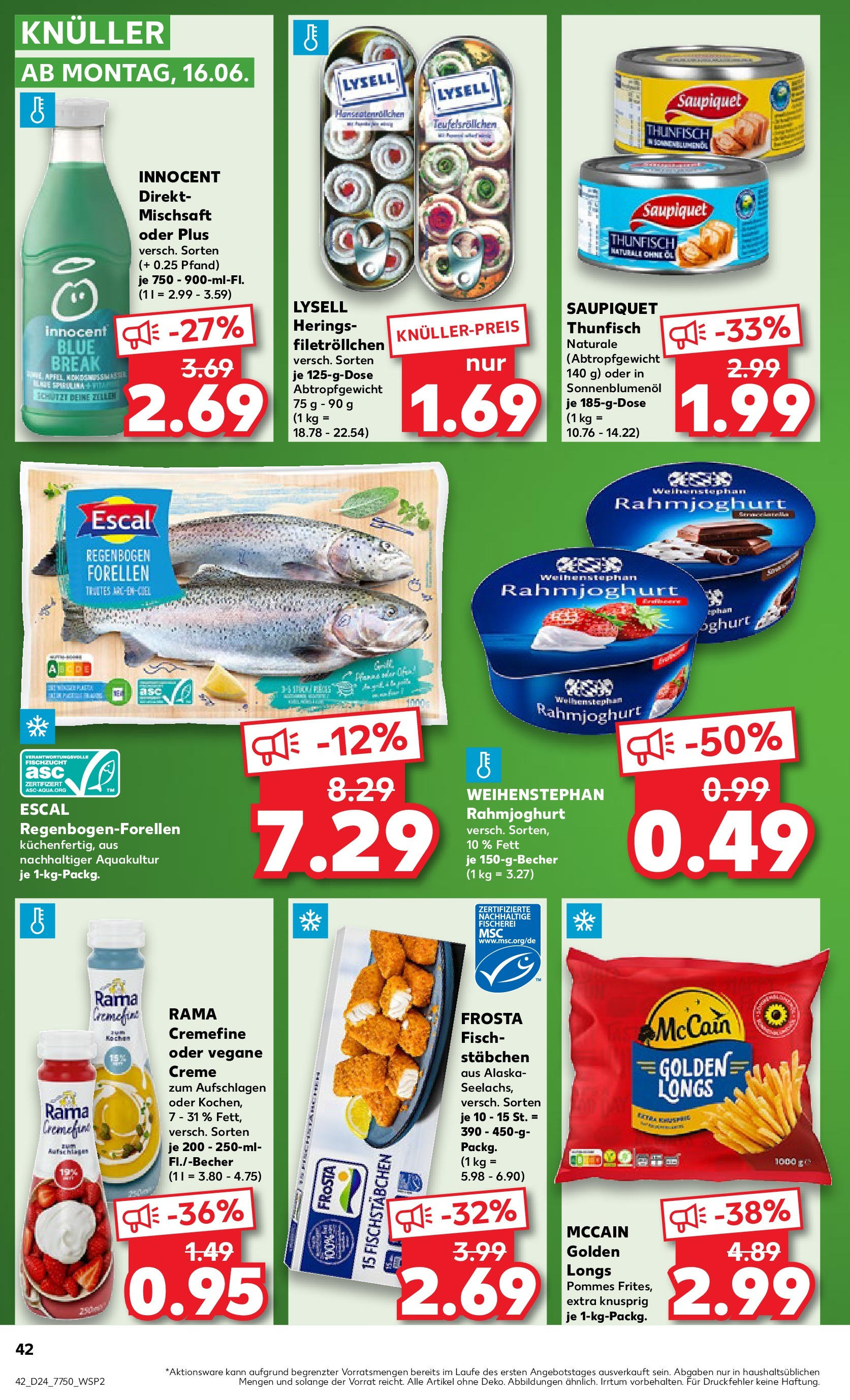 Prospekt Kaufland ab 11.06.2025 » Angebote Online zum Blättern | Seite: 42 | Produkte: Rama, Öl, Fisch, Fischstabchen