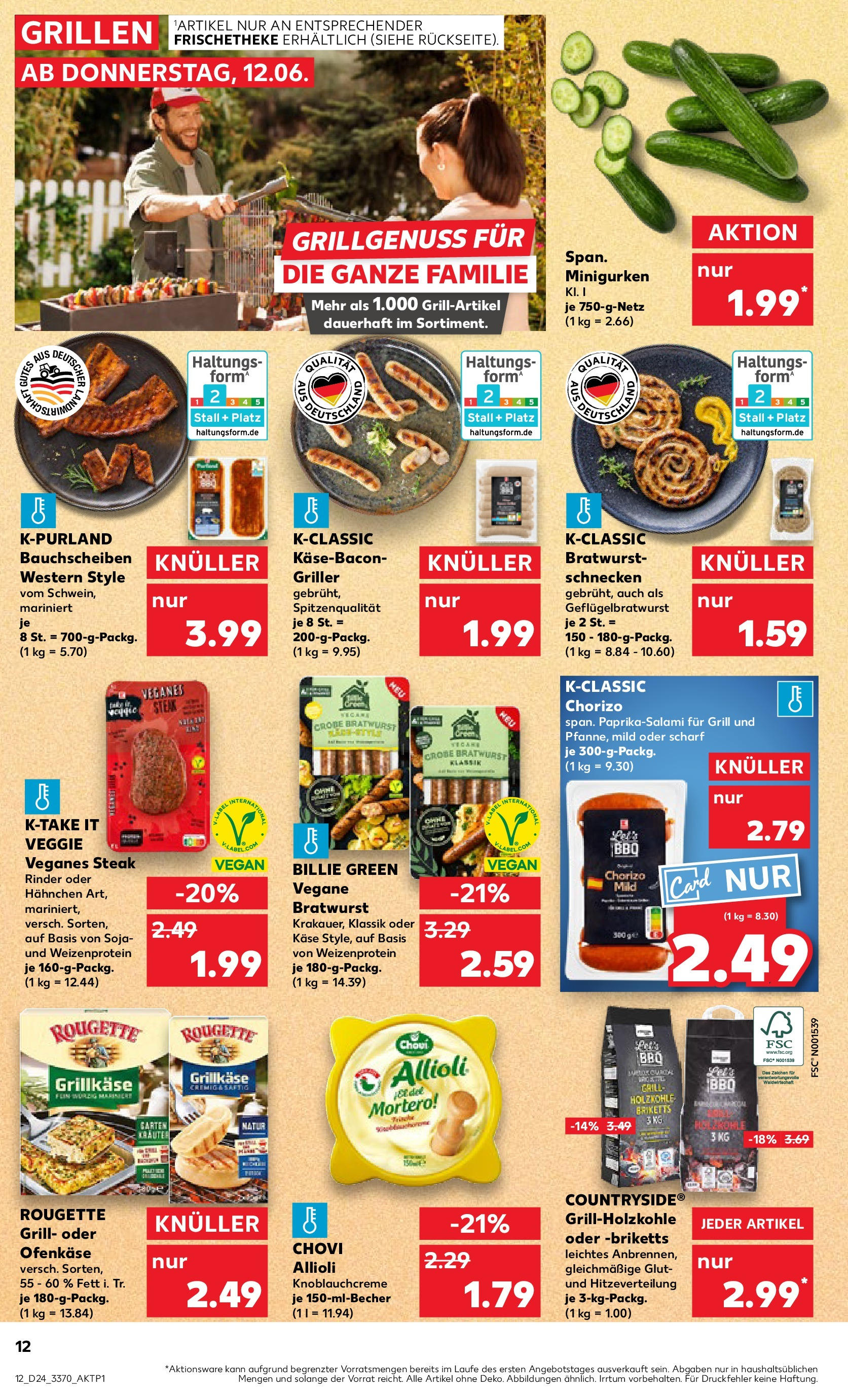Prospekt Kaufland ab 11.06.2025 » Angebote Online zum Blättern | Seite: 12 | Produkte: Hahnchen, Käse, Steak, Griller