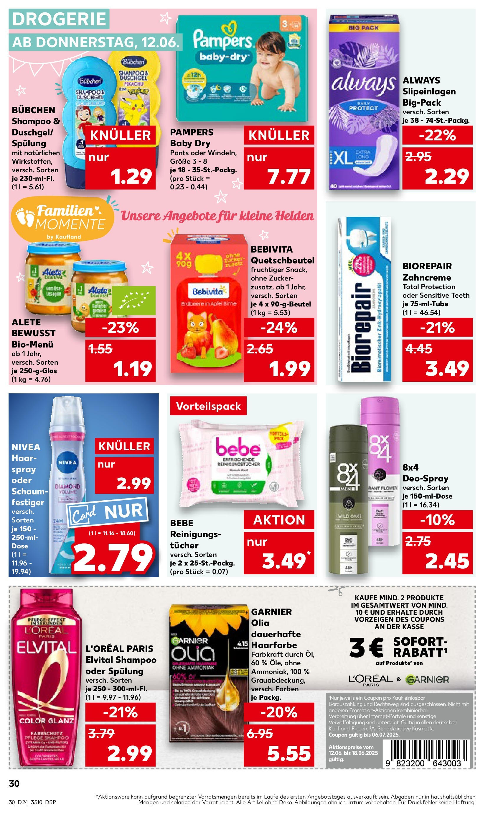 Prospekt Kaufland ab 11.06.2025 » Angebote Online zum Blättern | Seite: 30 | Produkte: Pampers, Shampoo, Haarfarbe, Deospray