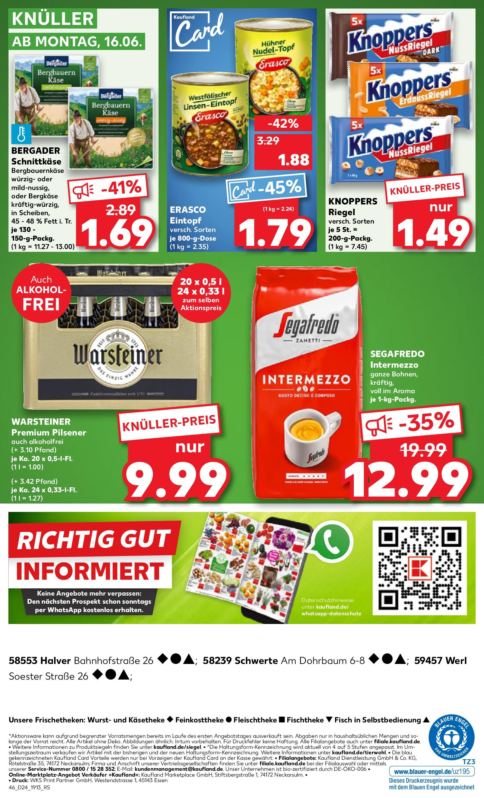 Prospekt Kaufland ab 11.06.2025 » Angebote Online zum Blättern | Seite: 46 | Produkte: Käse, Wurst, Knoppers, Segafredo