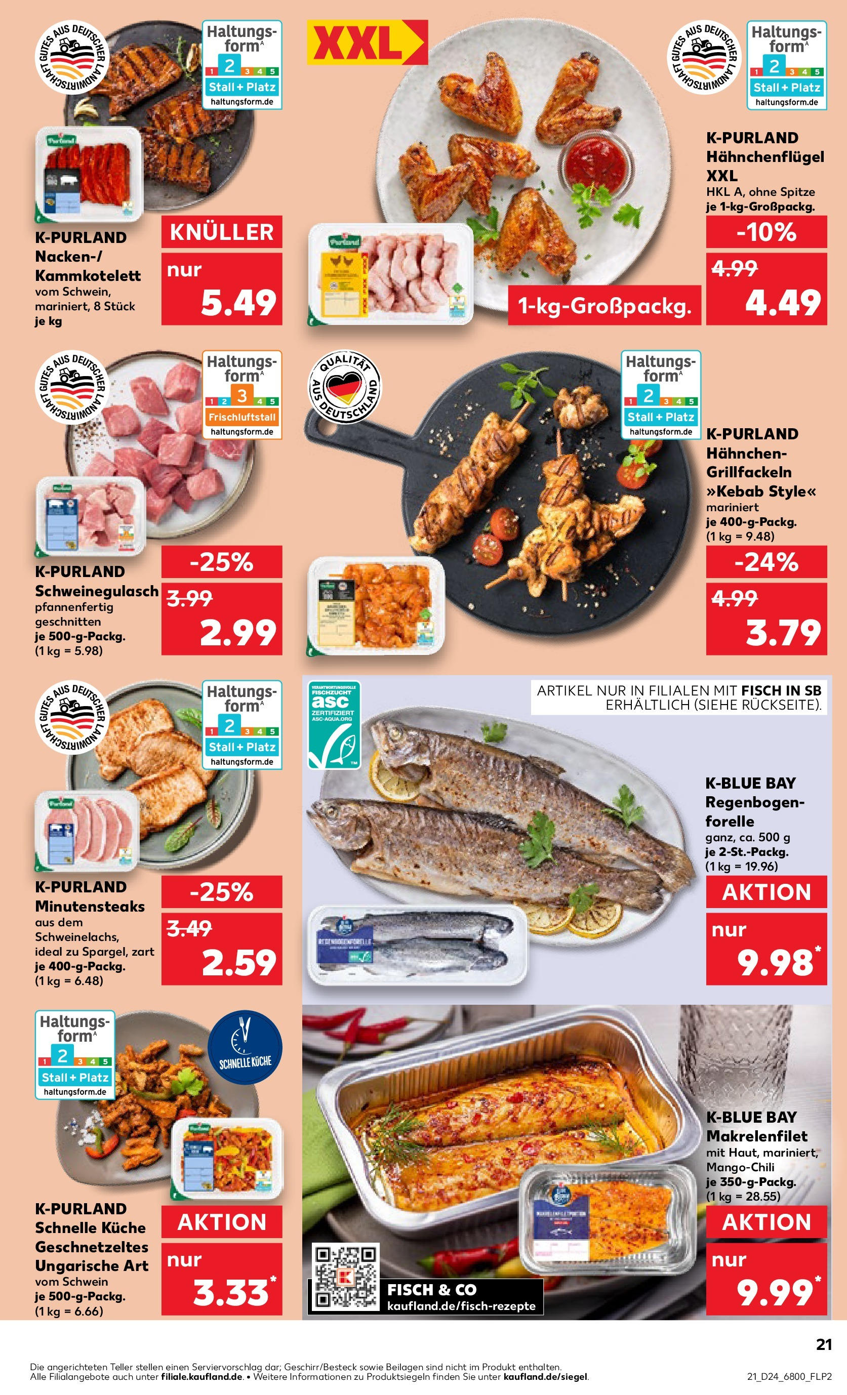 Prospekt Kaufland ab 11.06.2025 » Angebote Online zum Blättern | Seite: 21 | Produkte: Schweinegulasch, Hahnchen, Küche, Fisch