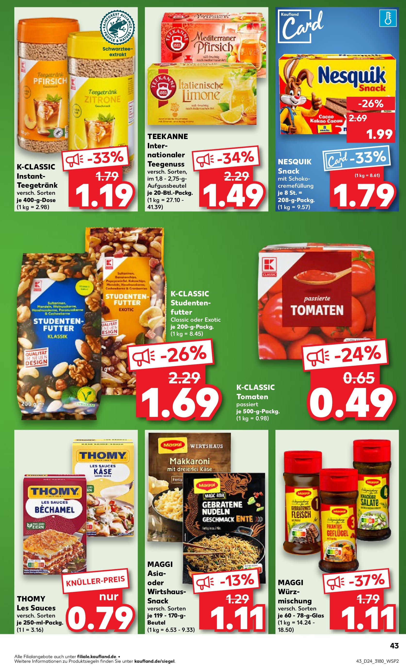 Prospekt Kaufland ab 11.06.2025 » Angebote Online zum Blättern | Seite: 43 | Produkte: Thomy les sauces, Maggi, Pfirsich, Ente