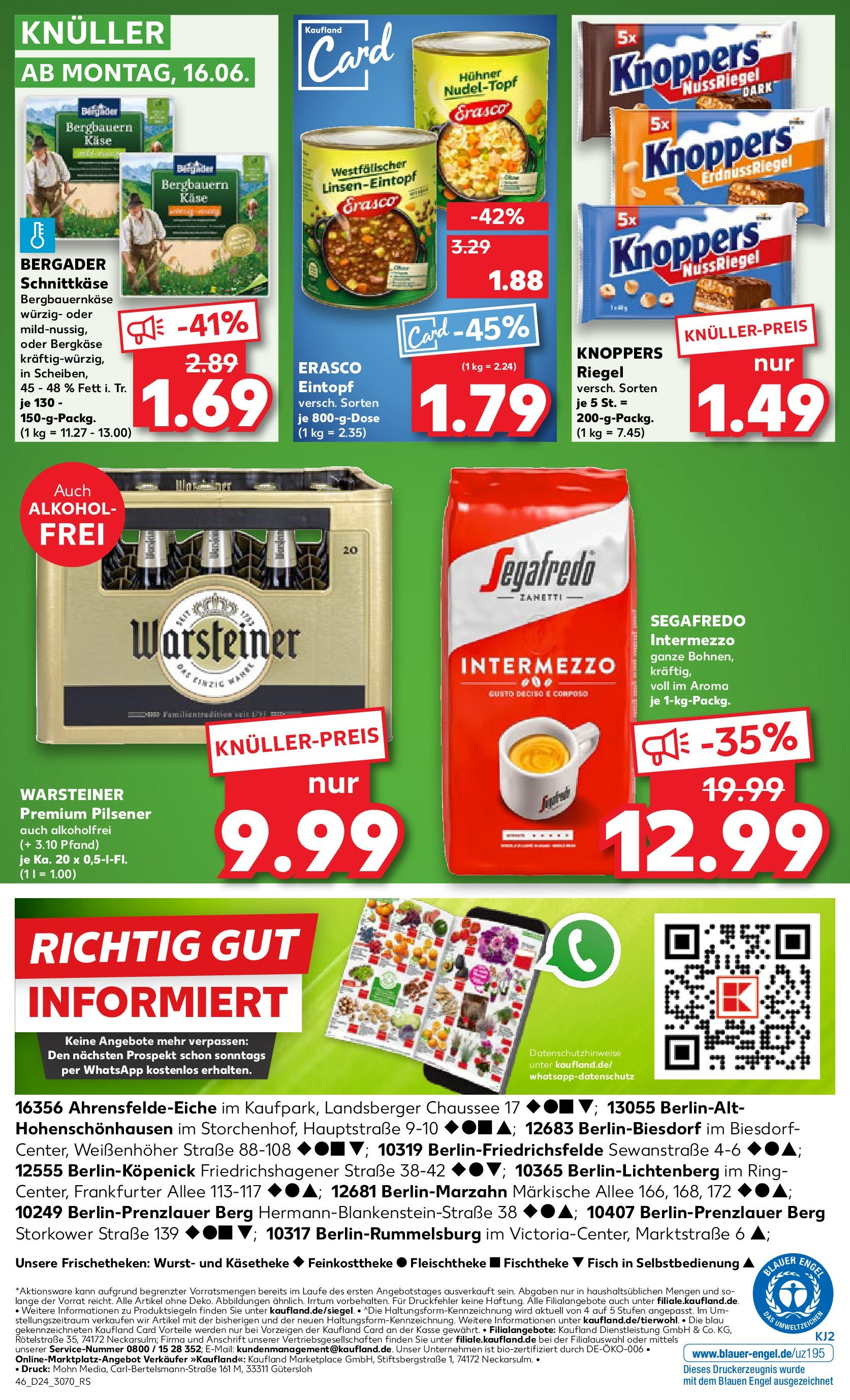 Prospekt Kaufland ab 11.06.2025 » Angebote Online zum Blättern | Seite: 46 | Produkte: Käse, Wurst, Knoppers, Erasco