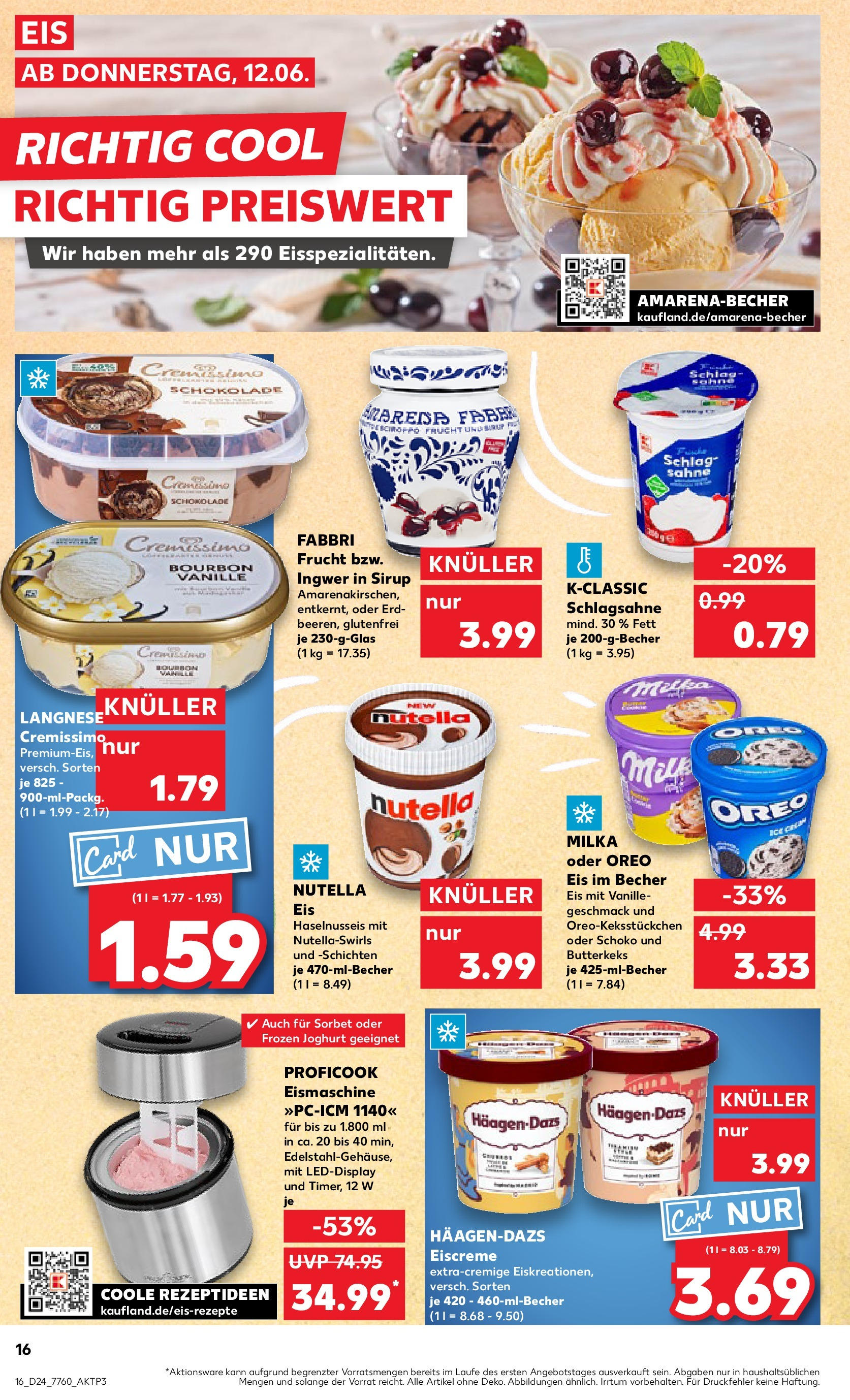 Prospekt Kaufland ab 11.06.2025 » Angebote Online zum Blättern | Seite: 16 | Produkte: Langnese, Schokolade, Sirup, Sahne