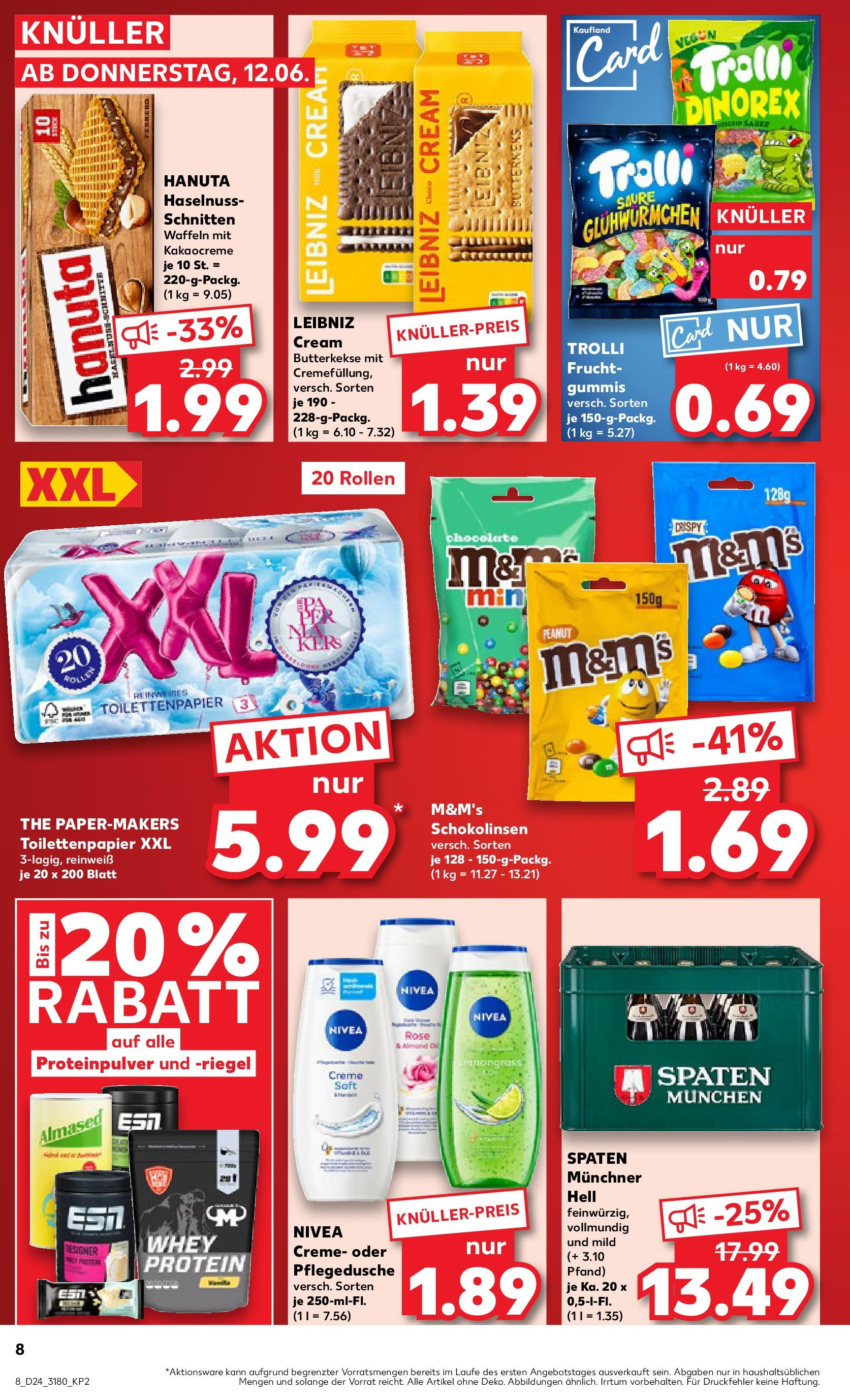 Prospekt Kaufland ab 11.06.2025 » Angebote Online zum Blättern | Seite: 8 | Produkte: M&M's, Waffeln, Butterkekse, Toilettenpapier