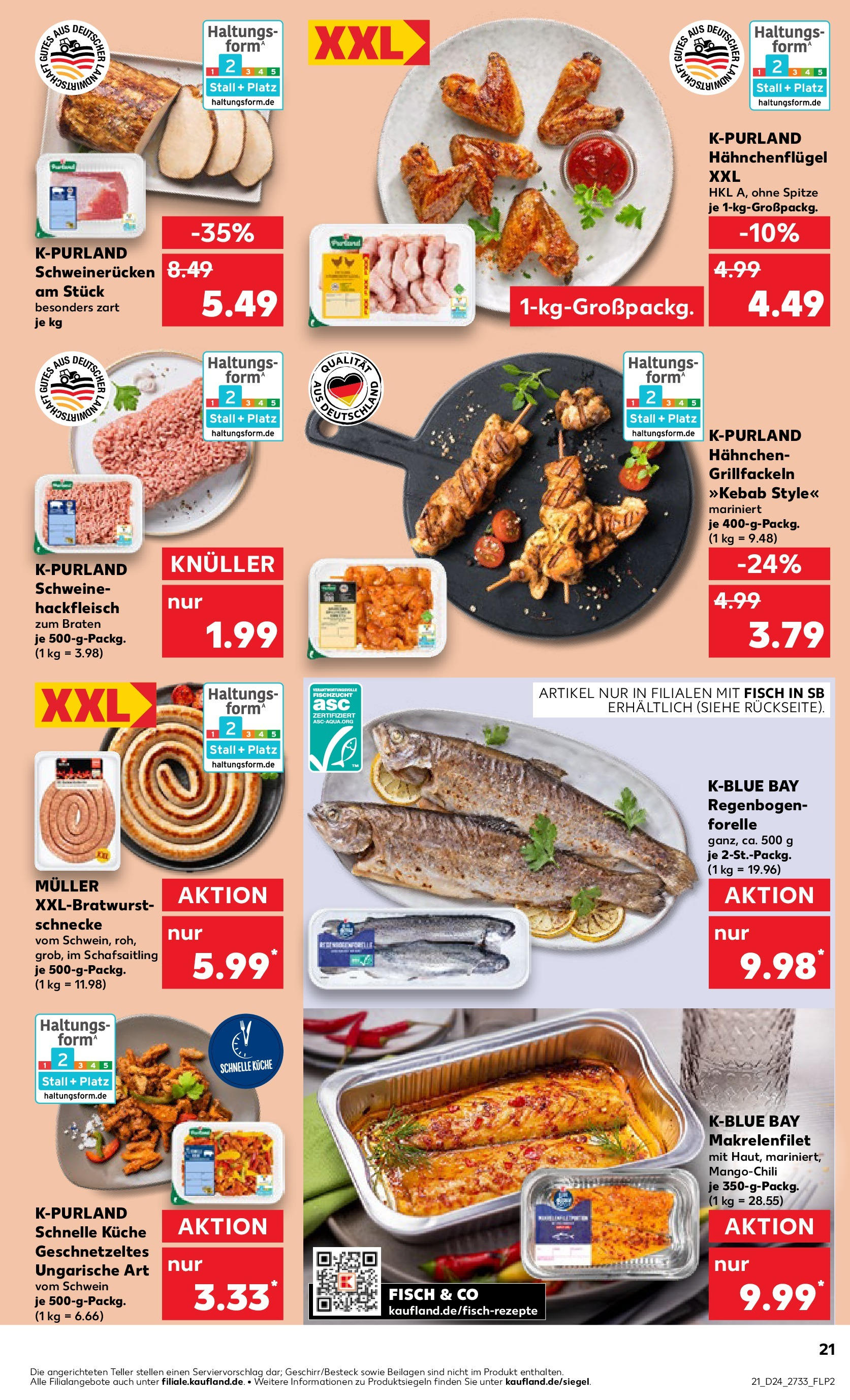 Prospekt Kaufland ab 11.06.2025 » Angebote Online zum Blättern | Seite: 21 | Produkte: Hahnchen, Fisch, Schweinerucken, Hackfleisch