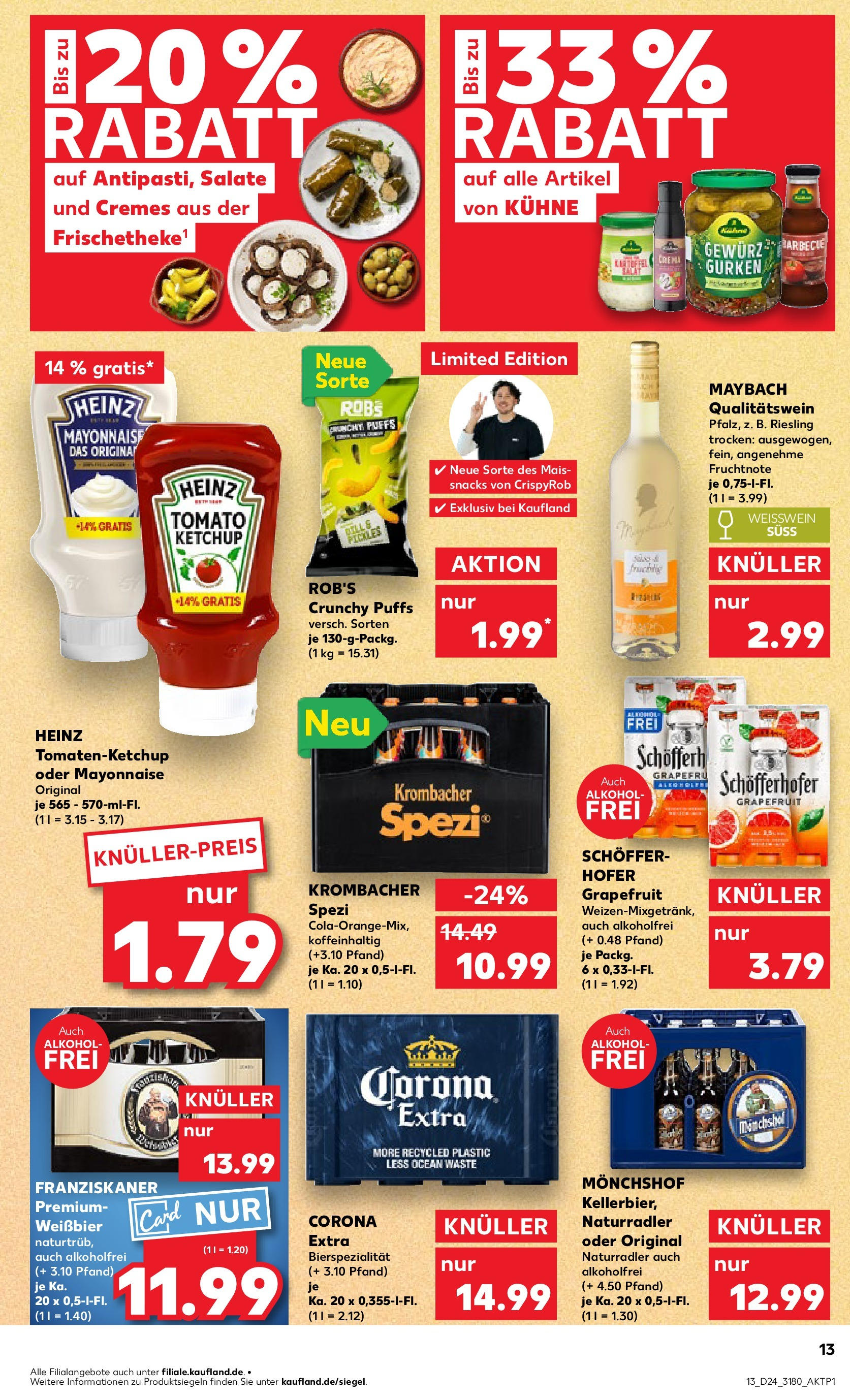Prospekt Kaufland ab 11.06.2025 » Angebote Online zum Blättern | Seite: 13 | Produkte: Franziskaner, Grapefruit, Ketchup, Gurken