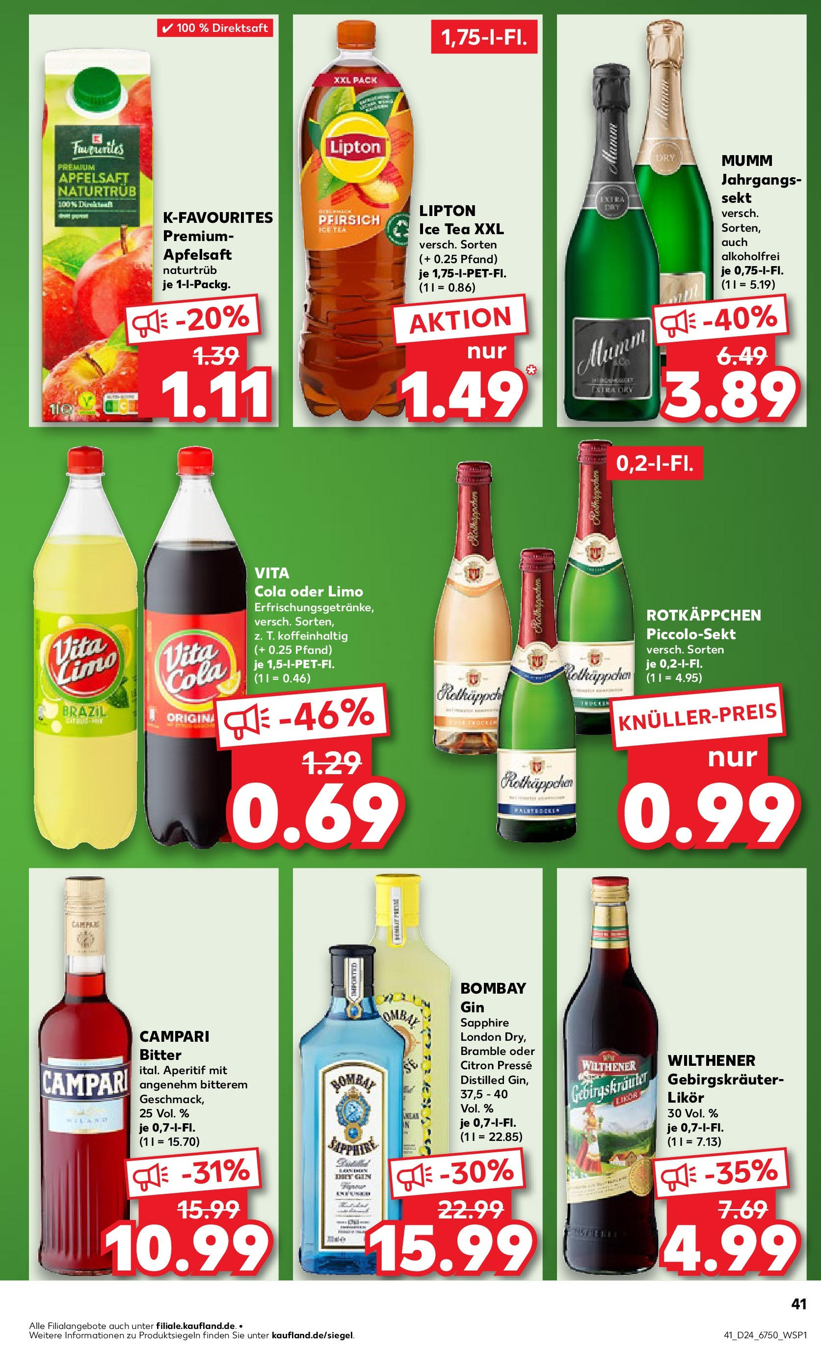 Prospekt Kaufland ab 11.06.2025 » Angebote Online zum Blättern | Seite: 41 | Produkte: Presse, Sekt, Pfirsich, Gin