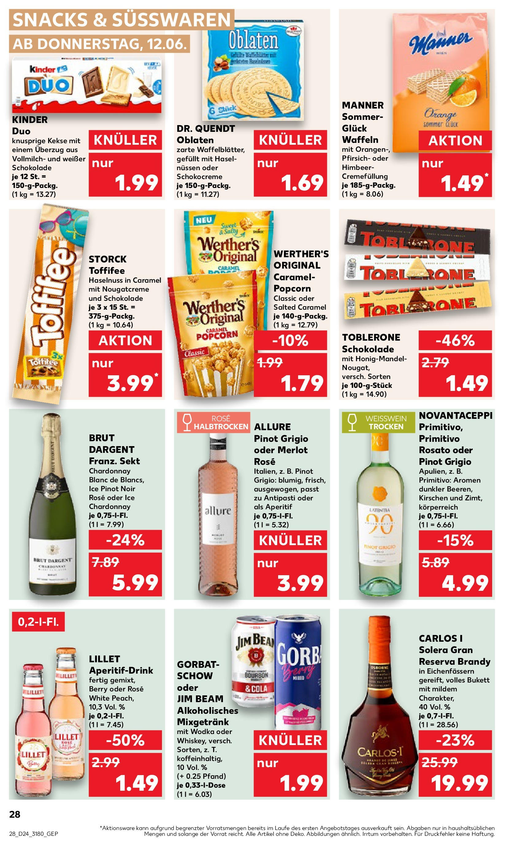 Prospekt Kaufland ab 11.06.2025 » Angebote Online zum Blättern | Seite: 28 | Produkte: Jim beam, Weißwein, Brut dargent, Wodka