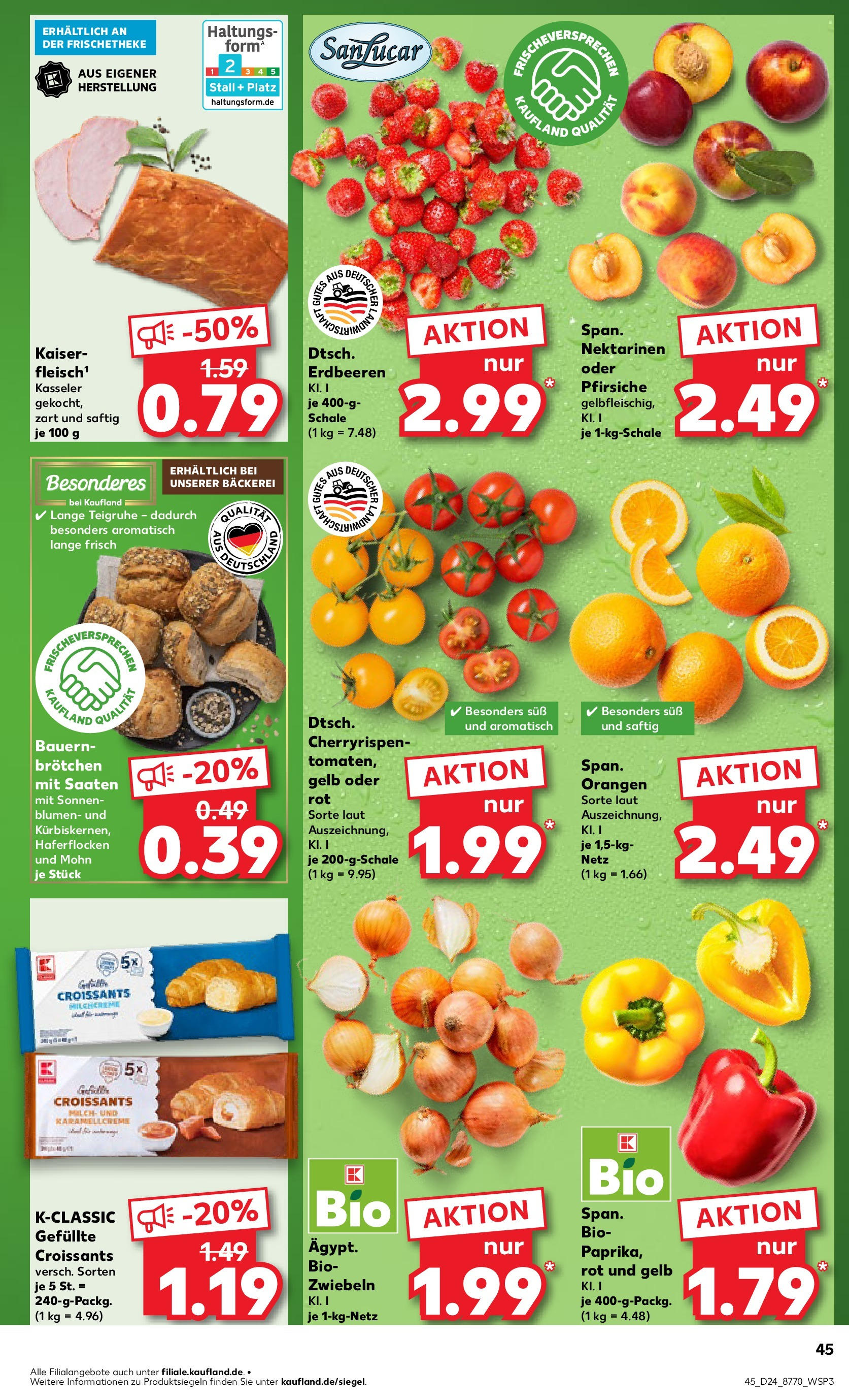 Prospekt Kaufland ab 11.06.2025 » Angebote Online zum Blättern | Seite: 45 | Produkte: Bäckerei, Nektarinen, Orangen, Erdbeeren