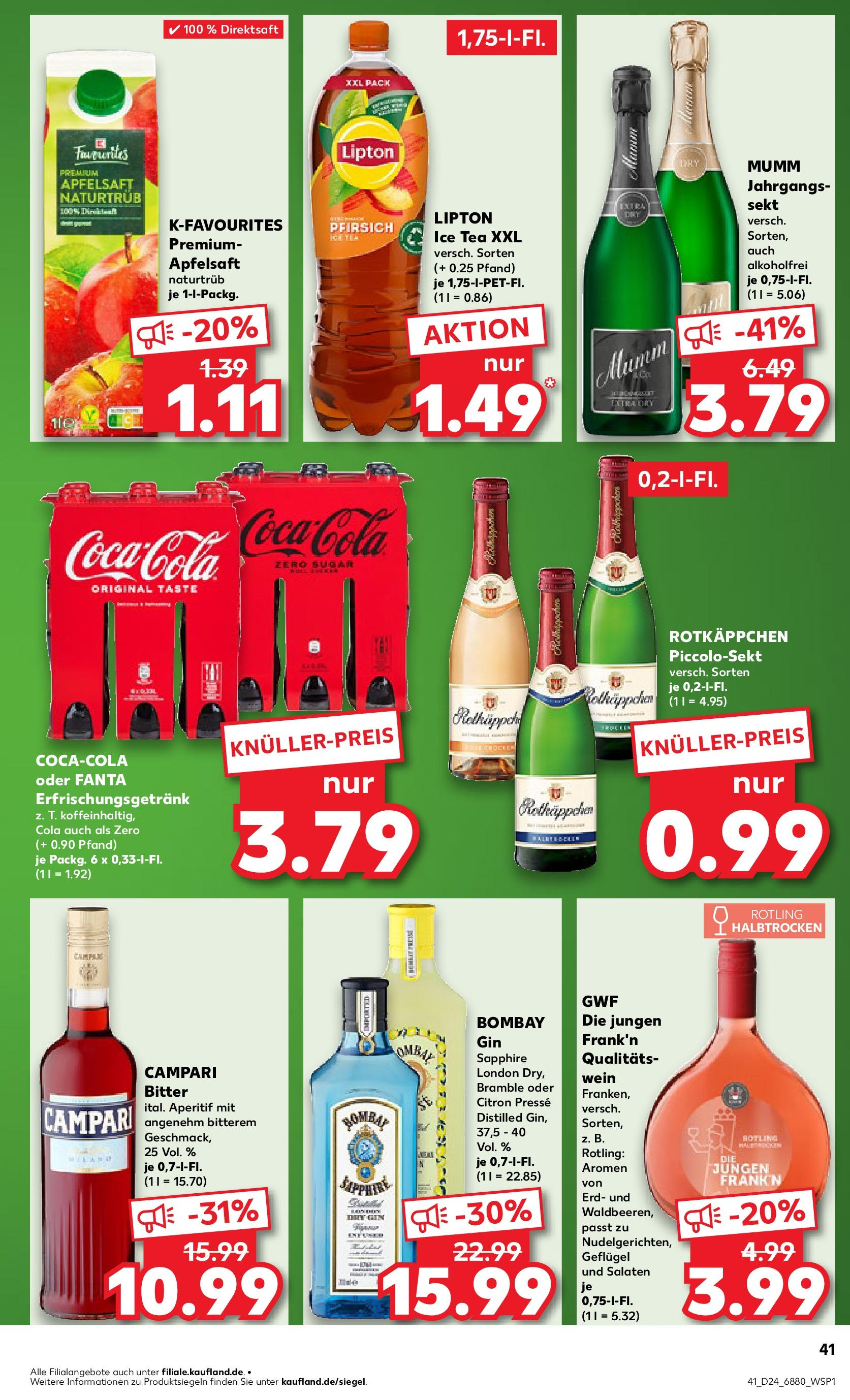 Prospekt Kaufland ab 11.06.2025 » Angebote Online zum Blättern | Seite: 41 | Produkte: Fanta, Campari, Apple, Coca cola zero