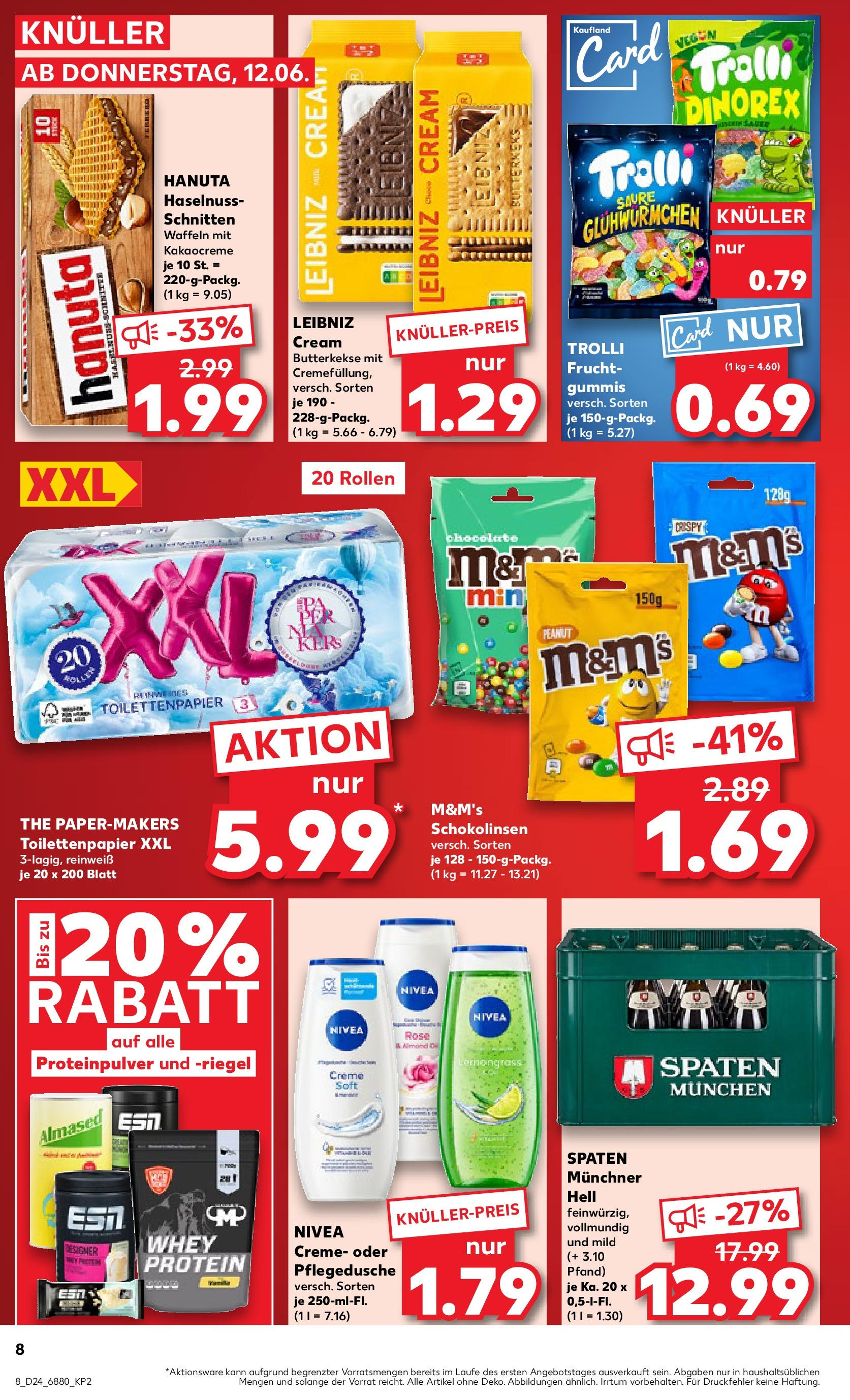 Prospekt Kaufland ab 11.06.2025 » Angebote Online zum Blättern | Seite: 8 | Produkte: M&M's, Waffeln, Butterkekse, Toilettenpapier