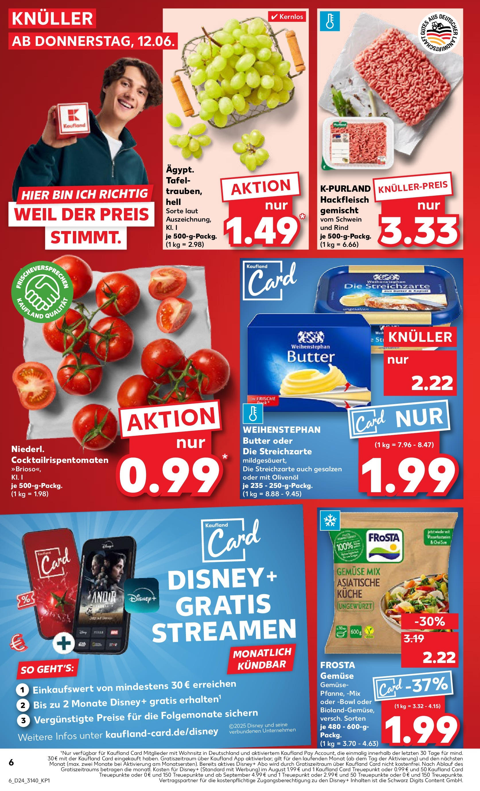 Prospekt Kaufland ab 11.06.2025 » Angebote Online zum Blättern | Seite: 6 | Produkte: Küche, Weihenstephan butter, Gemüse, Hackfleisch
