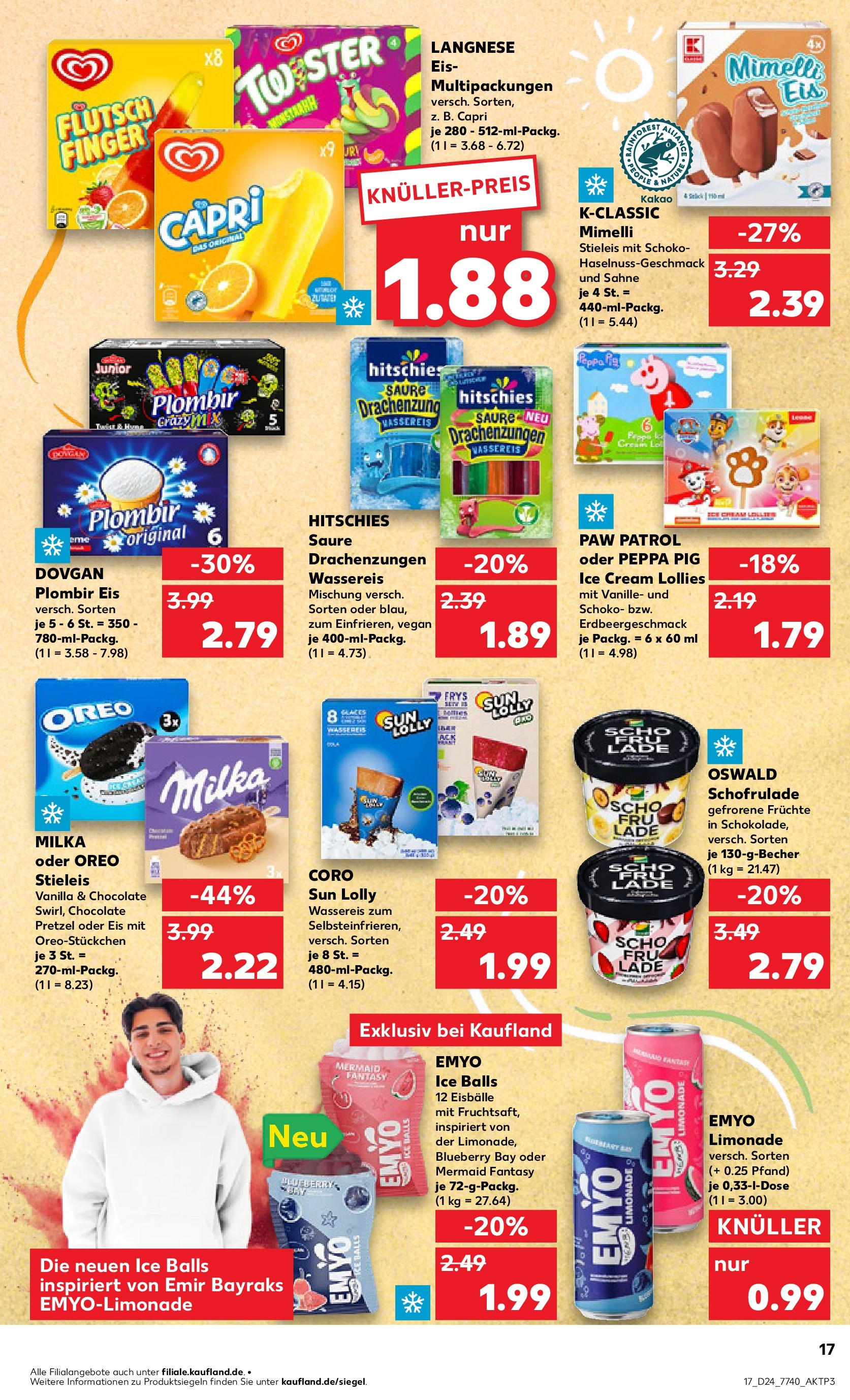 Prospekt Kaufland ab 11.06.2025 » Angebote Online zum Blättern | Seite: 17 | Produkte: Limonade, Milka, Sahne, Eis