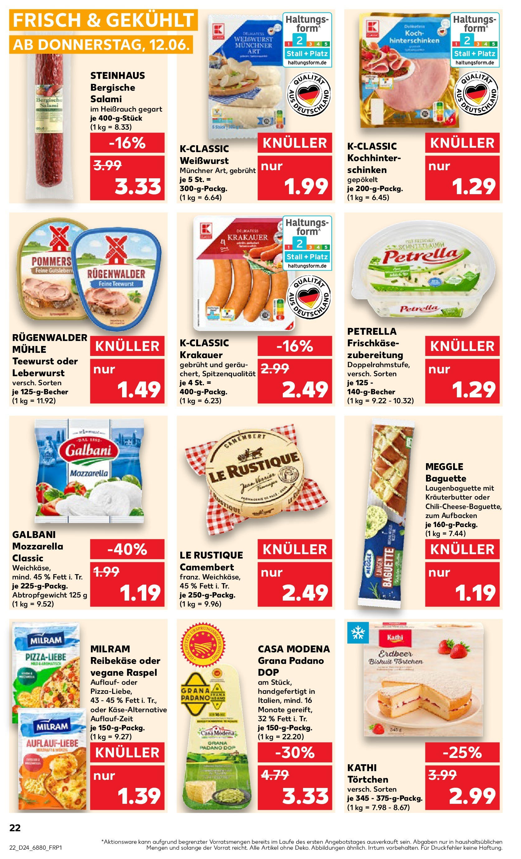 Prospekt Kaufland ab 11.06.2025 » Angebote Online zum Blättern | Seite: 22 | Produkte: Mühle, Baguette, Salami, Schinken