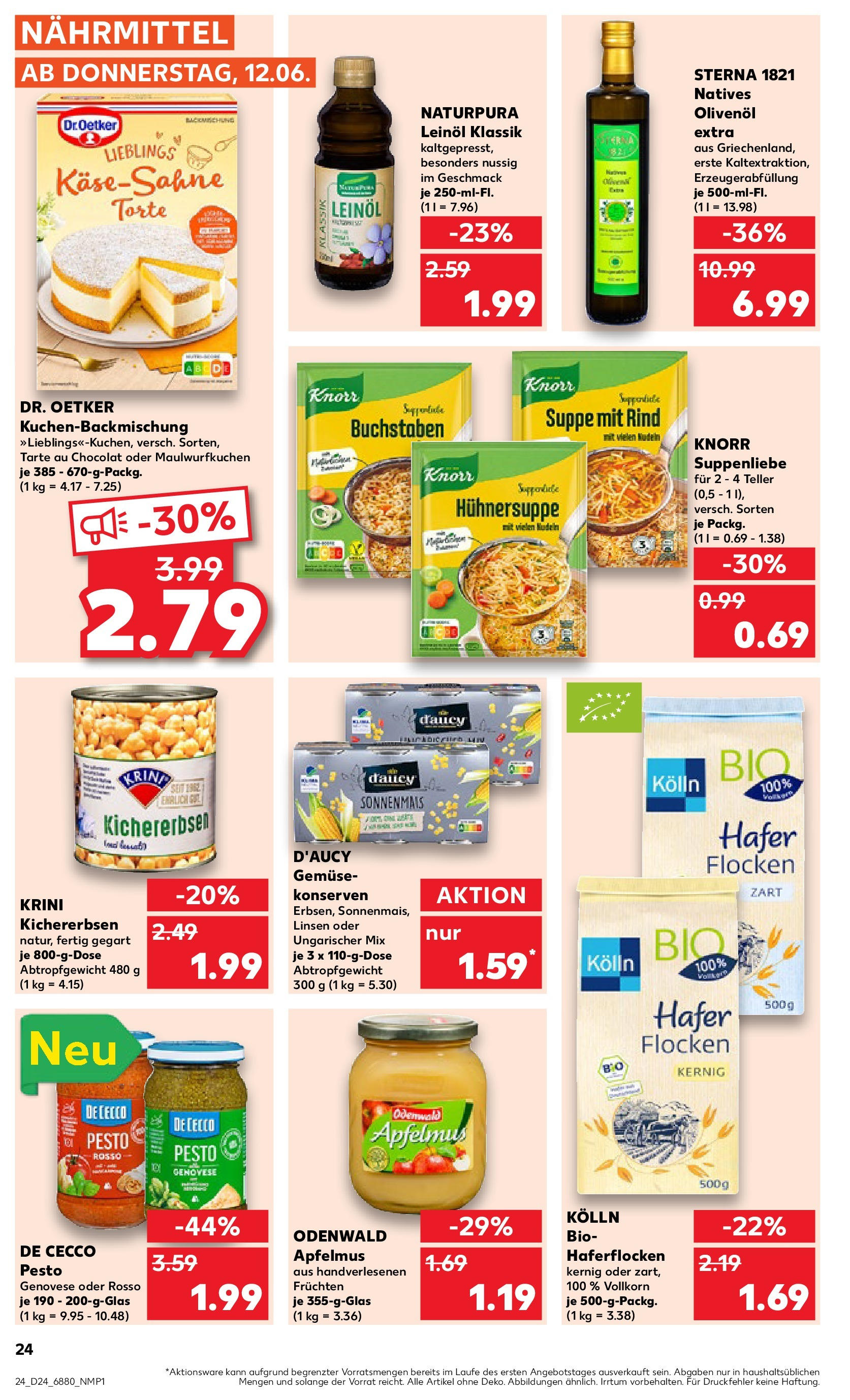 Prospekt Kaufland ab 11.06.2025 » Angebote Online zum Blättern | Seite: 24 | Produkte: Leinöl, Olivenol, Knorr, Gemüse