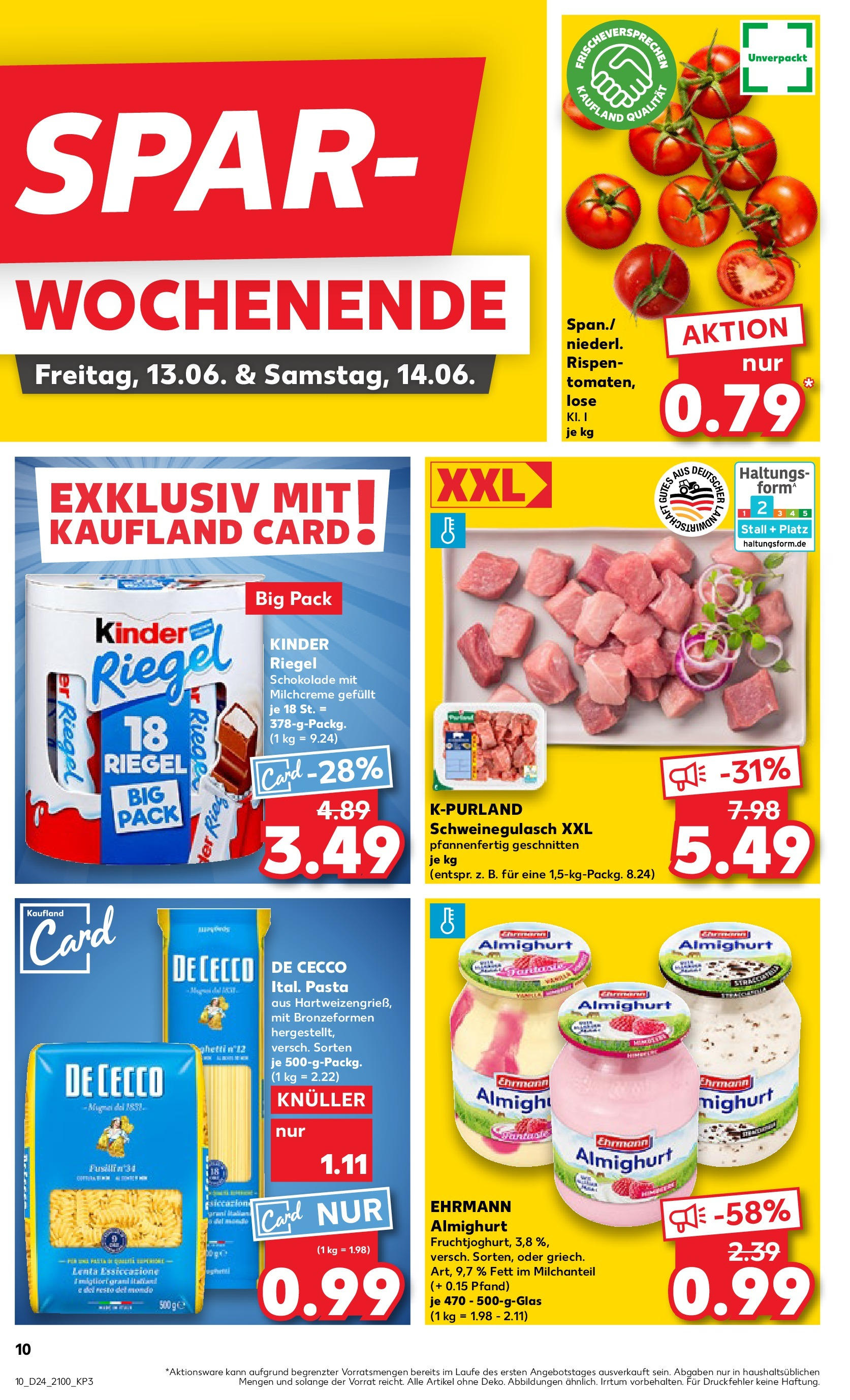 Prospekt Kaufland ab 11.06.2025 » Angebote Online zum Blättern | Seite: 10 | Produkte: Kinder schokolade, Ehrmann almighurt, Kinder riegel, Pasta