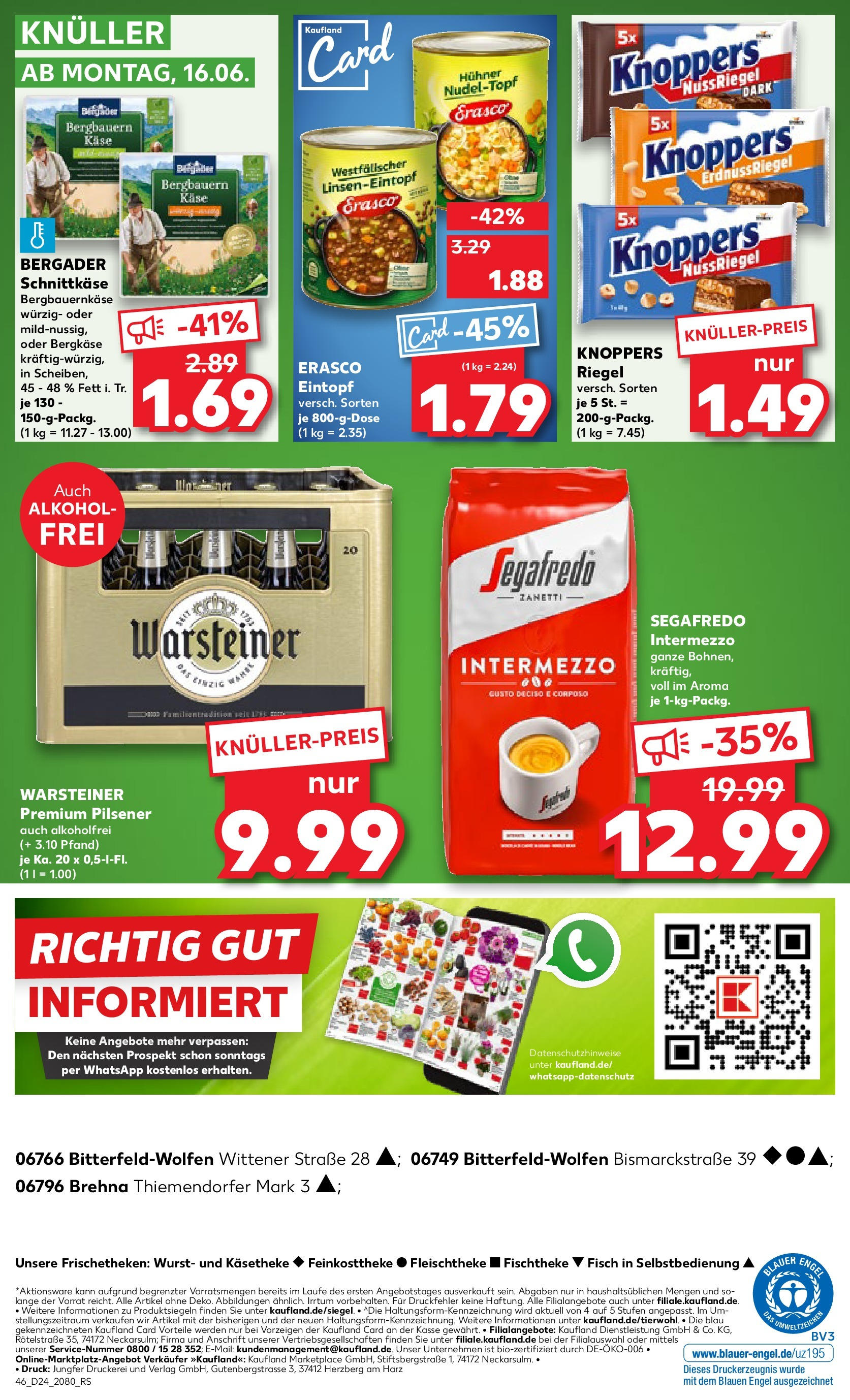 Prospekt Kaufland ab 11.06.2025 » Angebote Online zum Blättern | Seite: 46 | Produkte: Käse, Warsteiner, Wurst, Knoppers