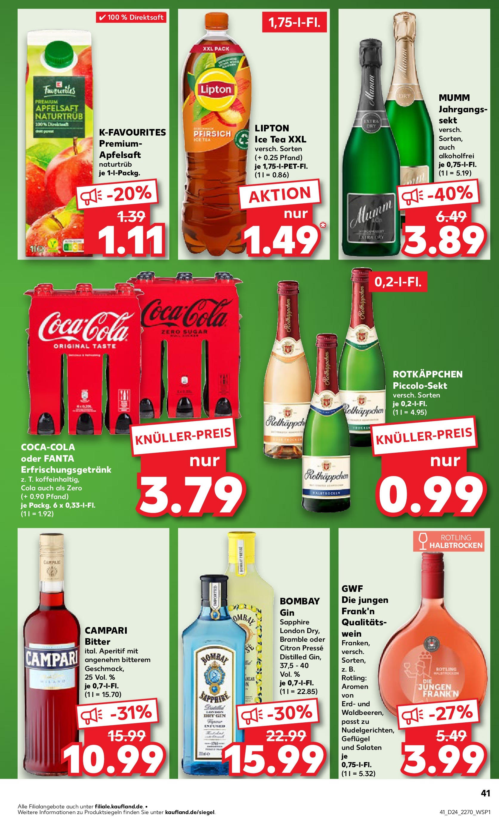 Prospekt Kaufland ab 11.06.2025 » Angebote Online zum Blättern | Seite: 41 | Produkte: Coca cola, Fanta, Cola, Apfelsaft