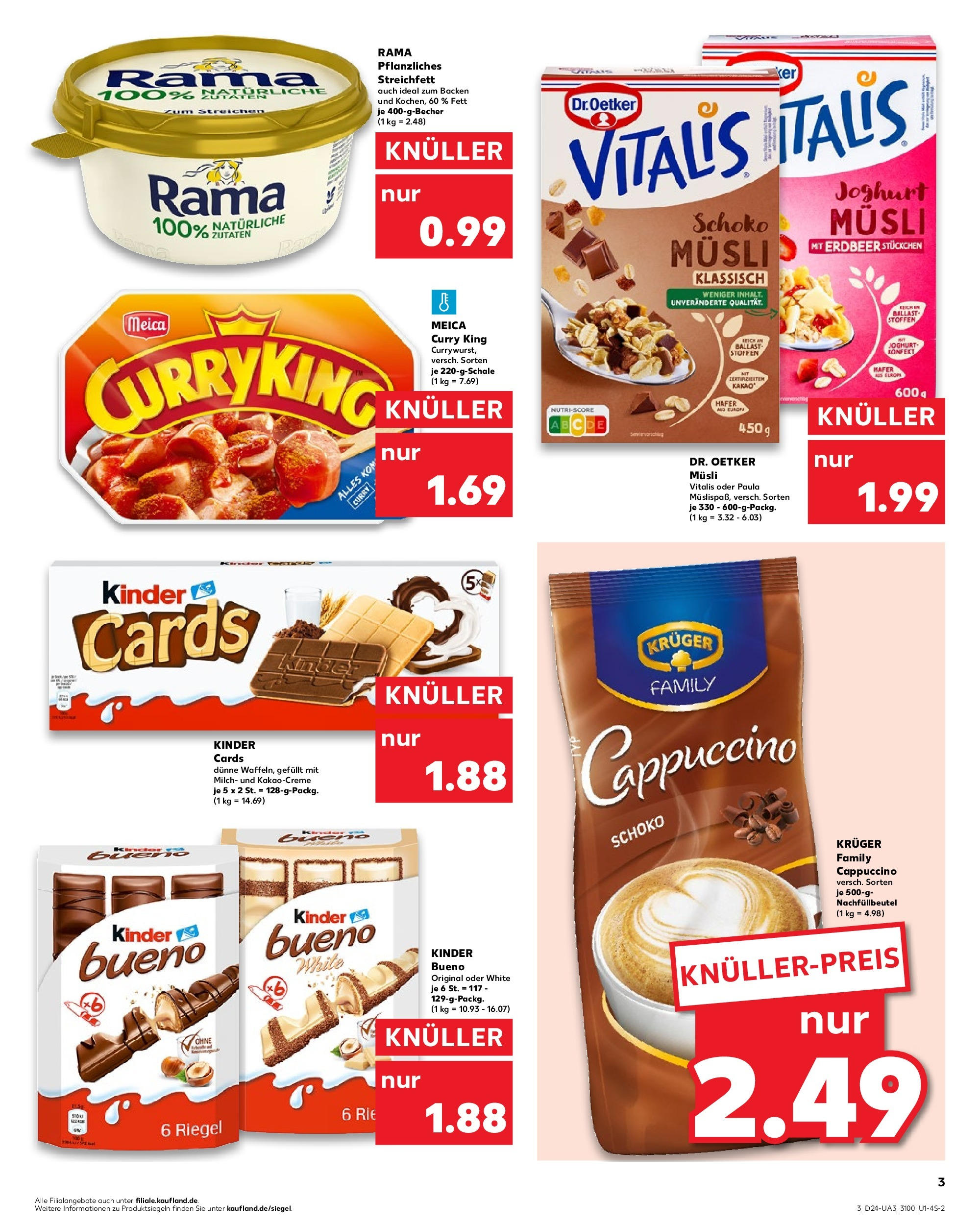 Prospekt Kaufland ab 11.06.2025 » Angebote und Werbung Online | Seite: 3 | Produkte: Musli, Joghurt, Kinder bueno, Meica Prospekt Kaufland ab 11.06.2025 » Angebote Online zum Blättern | Seite: 3 | Produkte: Musli, Joghurt, Kinder bueno, Meica