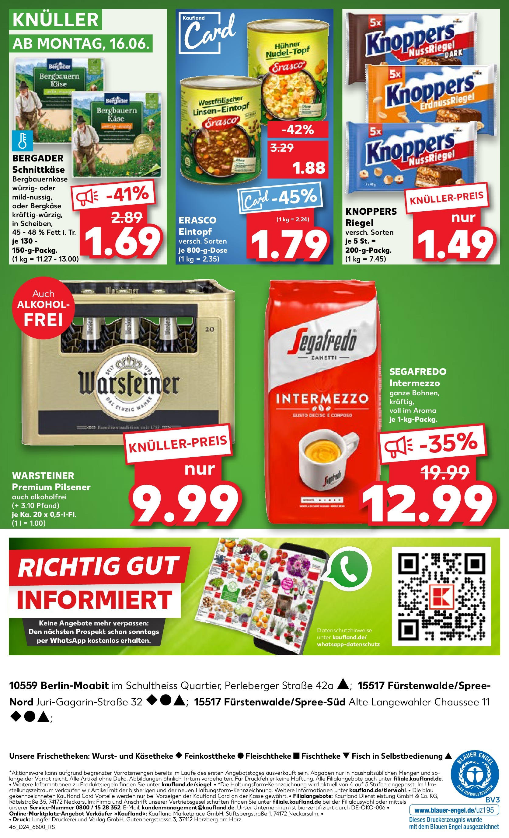 Prospekt Kaufland ab 11.06.2025 » Angebote Online zum Blättern | Seite: 46 | Produkte: Käse, Fisch, Warsteiner, Knoppers
