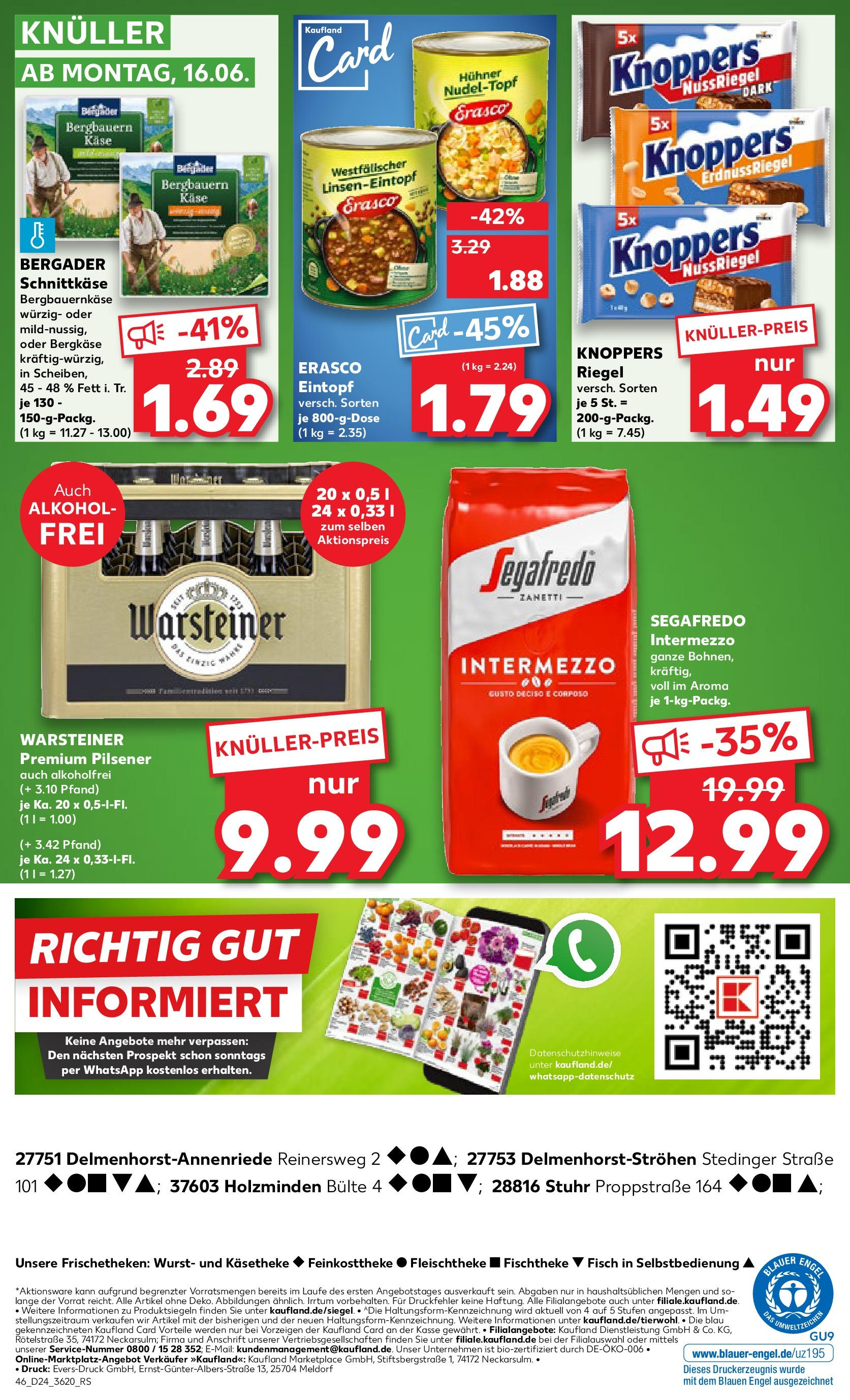 Prospekt Kaufland ab 15.06.2025 » Angebote Online zum Blättern | Seite: 7 | Produkte: Käse, Warsteiner, Erasco, Segafredo