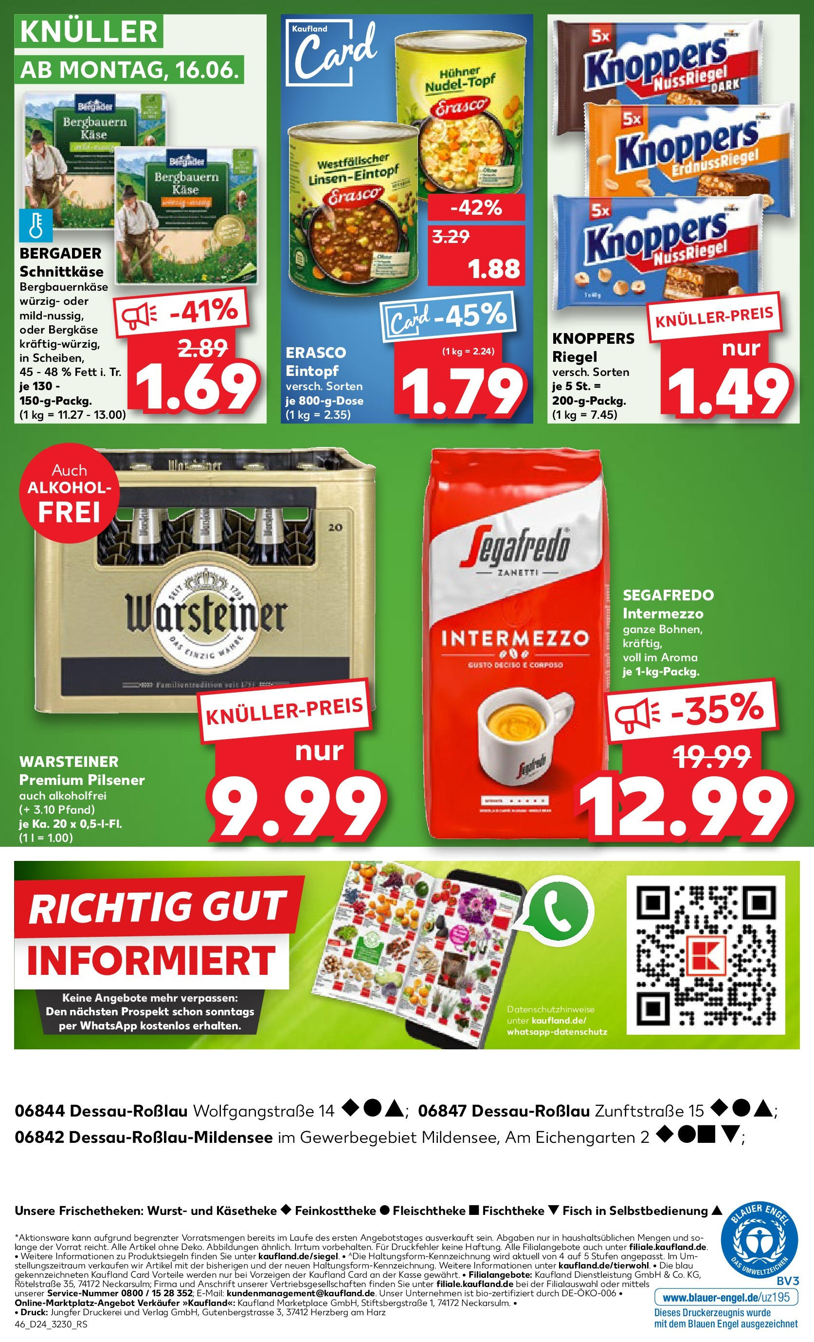 Prospekt Kaufland ab 16.06.2025 » Angebote Online zum Blättern | Seite: 7 | Produkte: Käse, Warsteiner, Wurst, Erasco